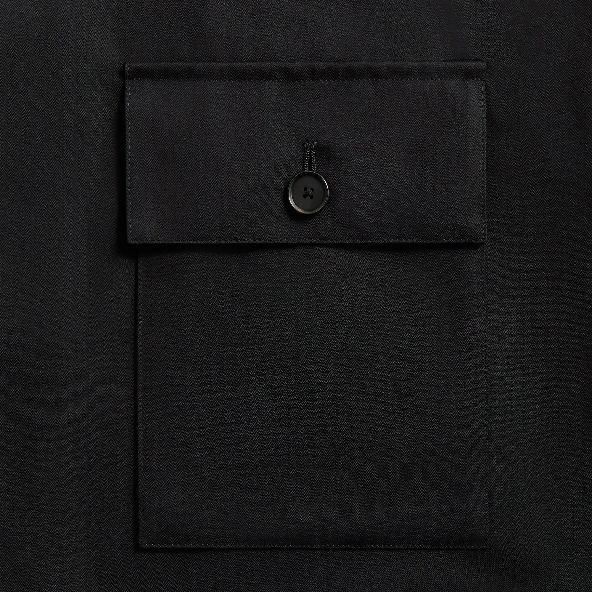 Smooth Zipper Glides Auralee Wool Herringbone Over Shirt - Black