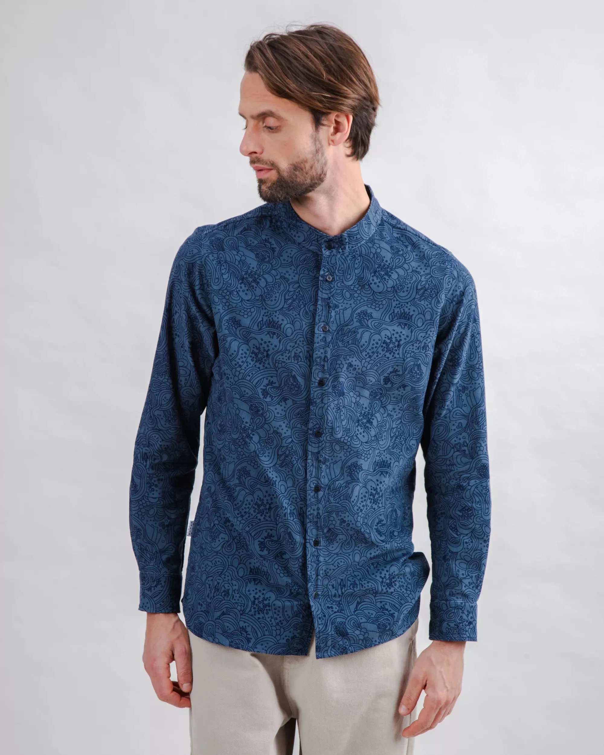 Tagless Labeling Minimalist Look Baby Cord Noodles Mao Shirt