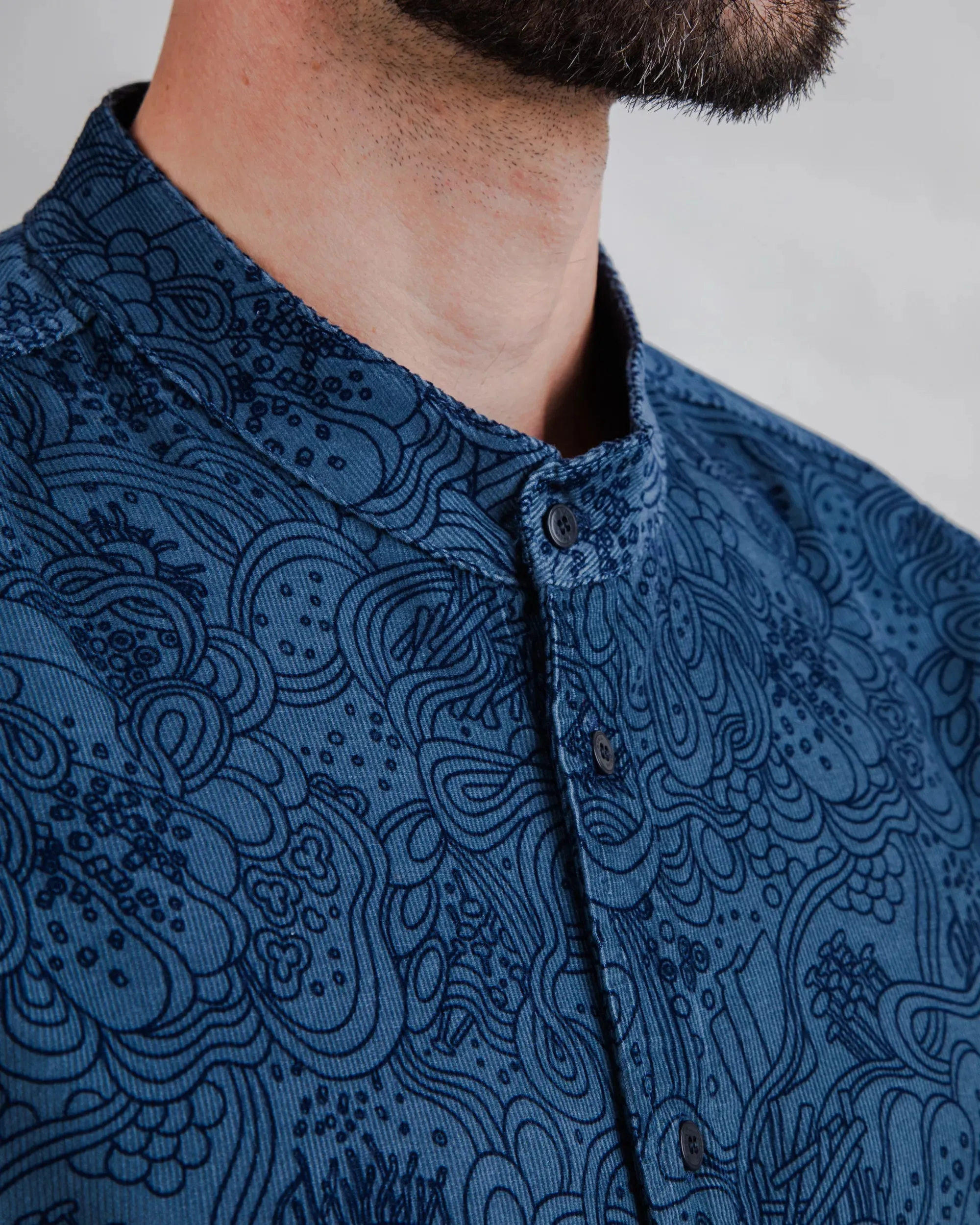 Baby Cord Noodles Mao Shirt Eco Dye Technique Winter Layering