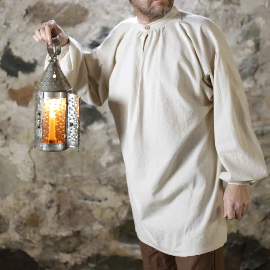 Banded Collar Shirt in Osnaburg Designer Touch