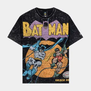 Cozy and Comfortable Hypoallergenic Textile Batman DC Golden Age Mens Short Sleeve Shirt (Black/Yellow)