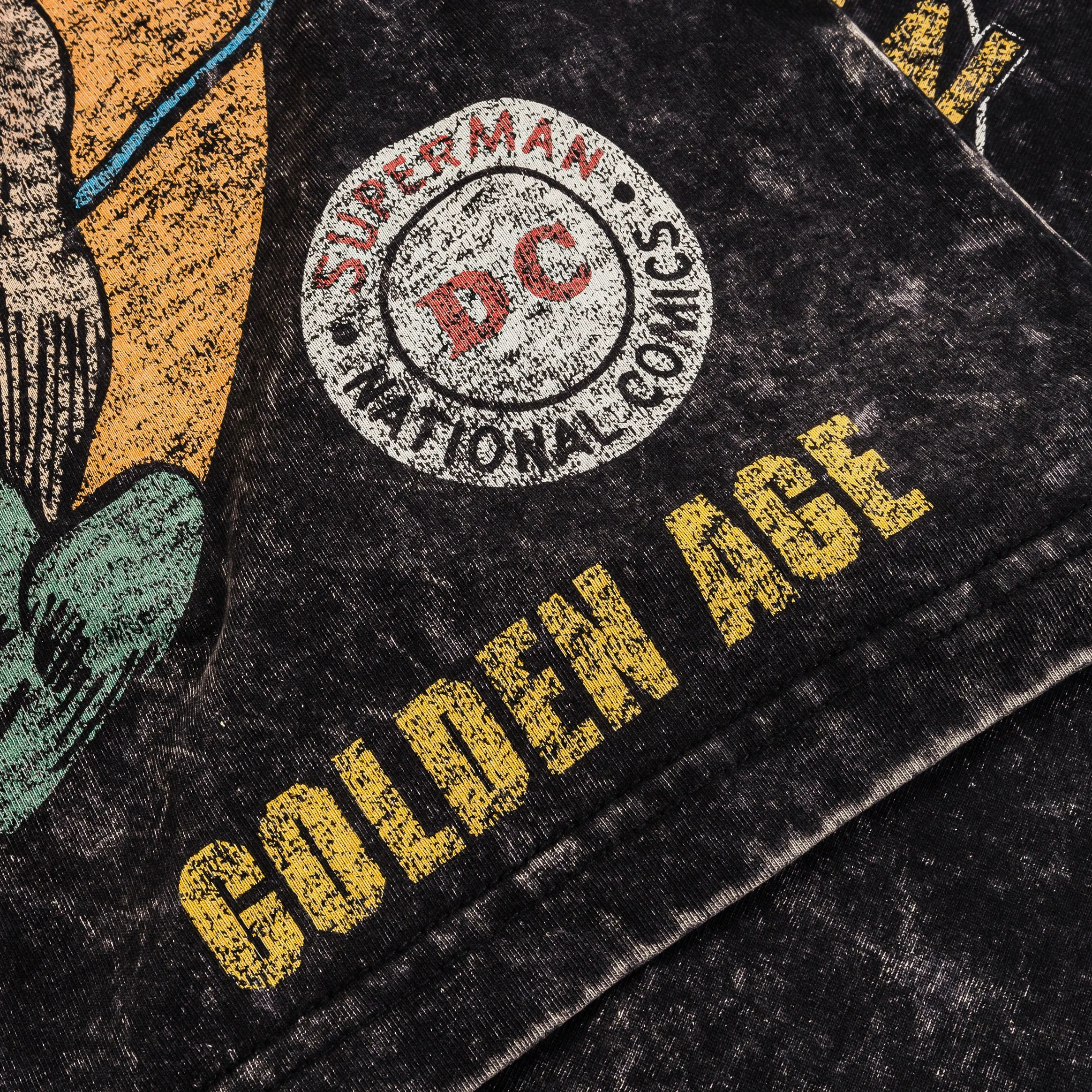 Beaded details Batman DC Golden Age Mens Short Sleeve Shirt (Black/Yellow)