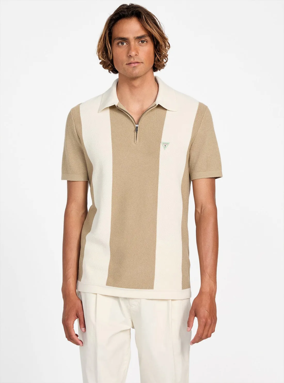 Beige Humphrey Polo Sweater Shirt Cocktail Event Tailored Silhouette