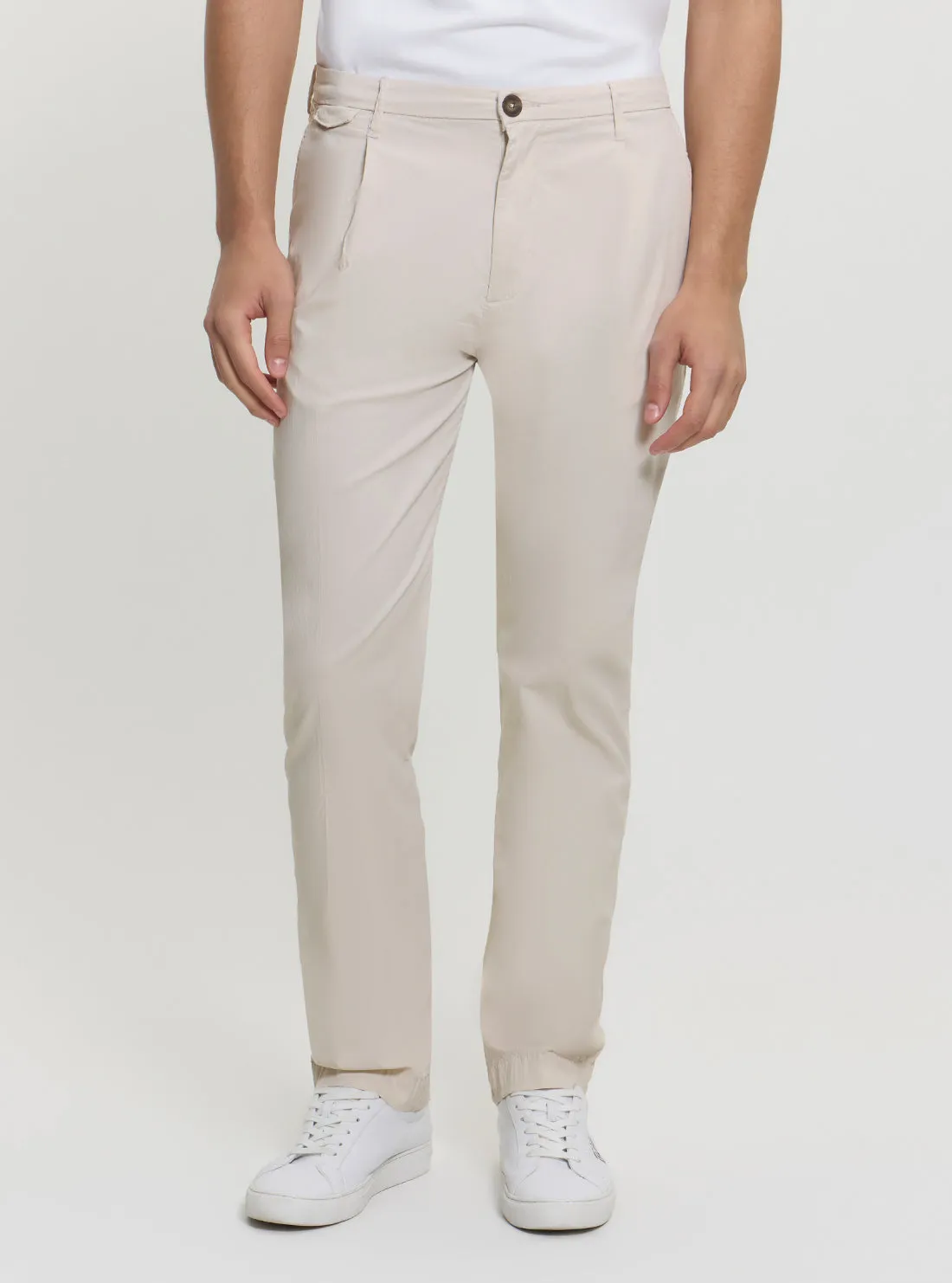 Beige Mid-Rise Slim Fit Taylor Chino Pants Stain Resistant Weave sporty wear