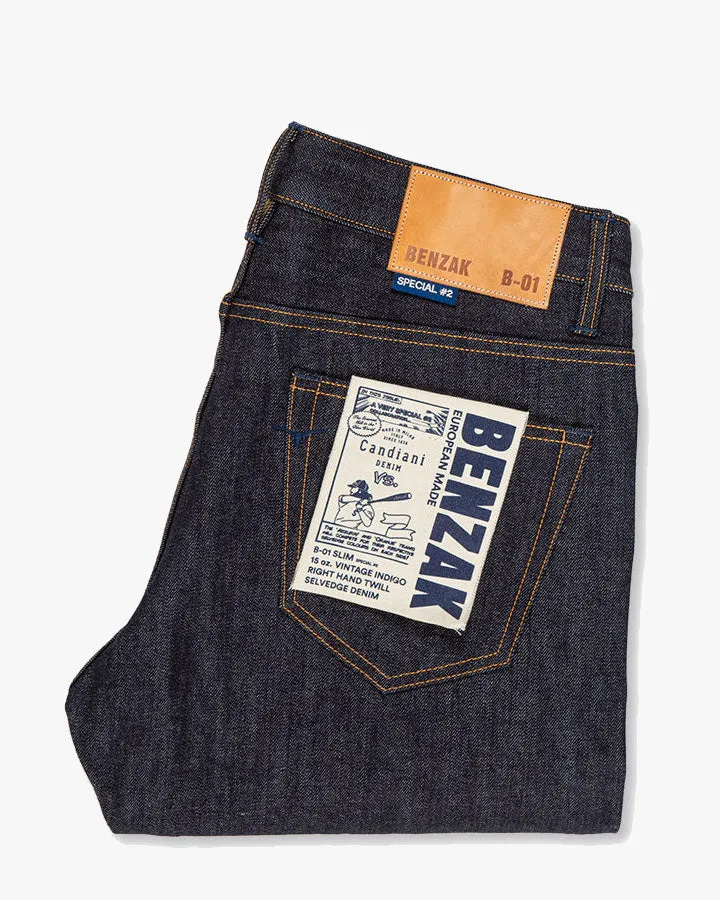 Benzak Denim Developers B-01 Slim Mens Jeans - Special #2 15oz Vintage Indigo Selvedge Road Trip Casual Friday Home Comfort General Fit