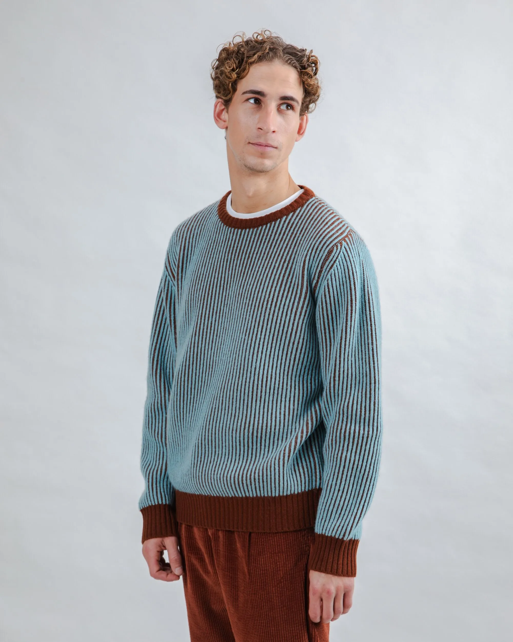 Core Style goes with jeans Bicolor Wool Sweater Blue