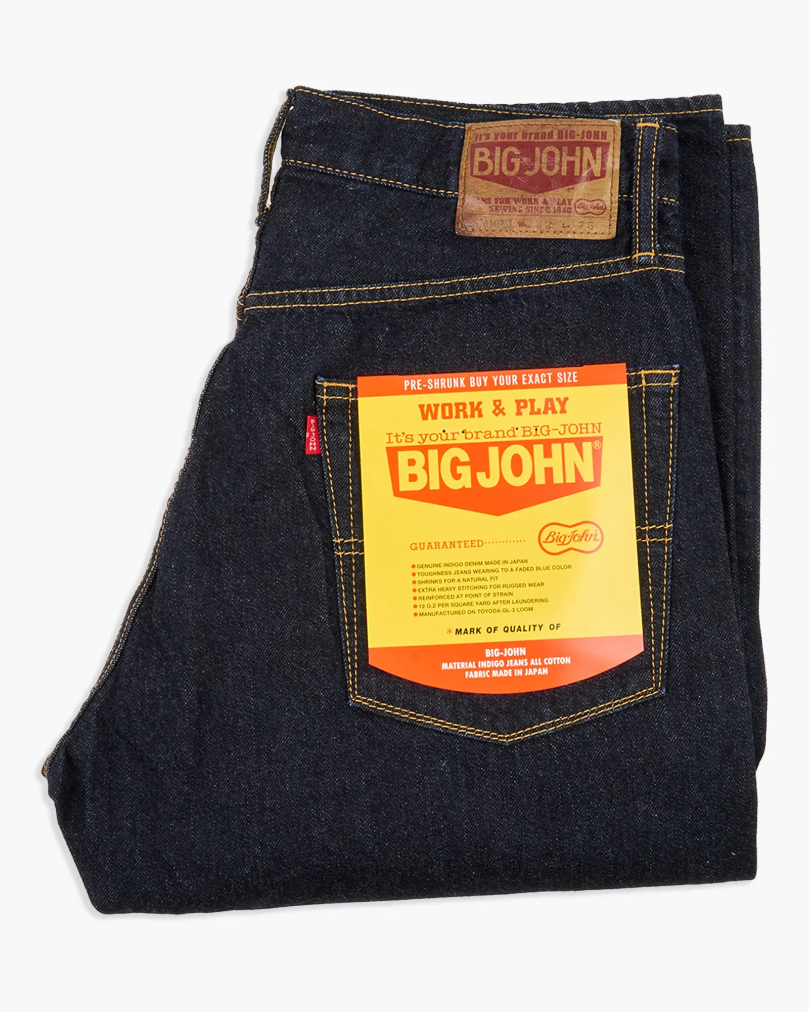 Sunny Vibes Weekend Style Traveler Gear Big John M102SL Vintage 60's Classic Straight Selvedge Mens Jeans - Indigo Long Wash