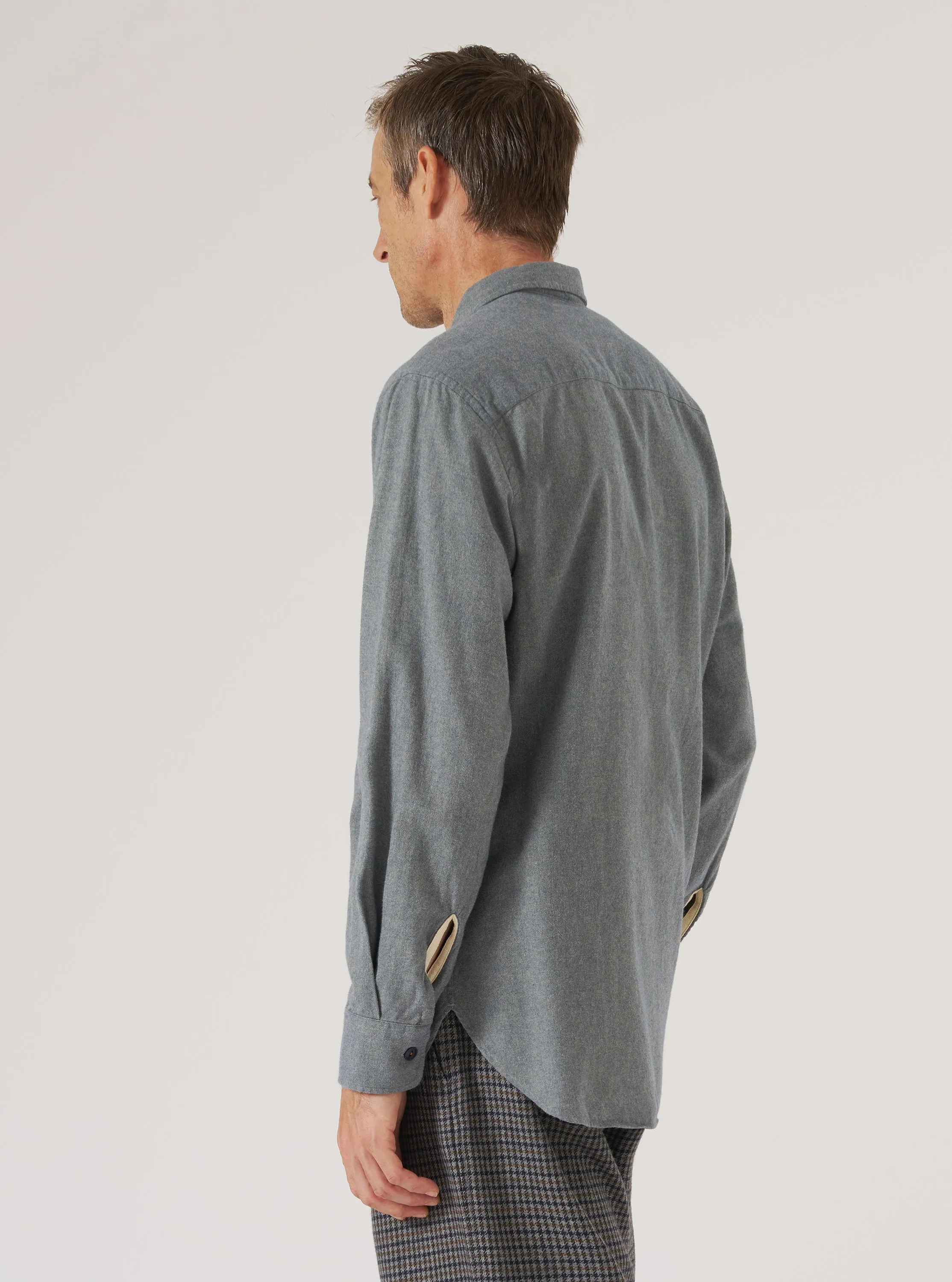 Navy Brushed Flannel Work Shirt Simple Layer Fashion Choice