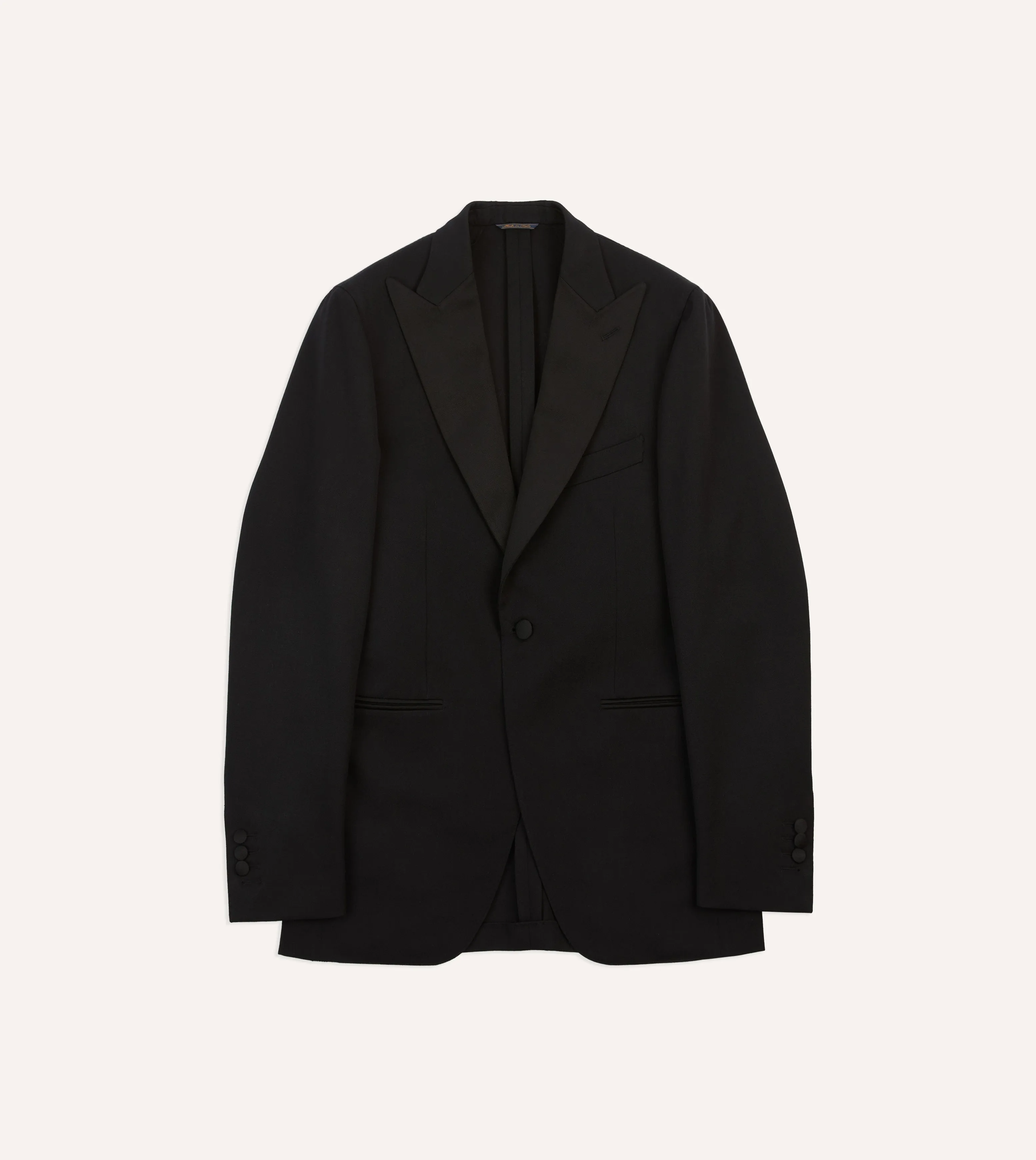 Noise Free Zippers Black Barathea Wool Dinner Jacket