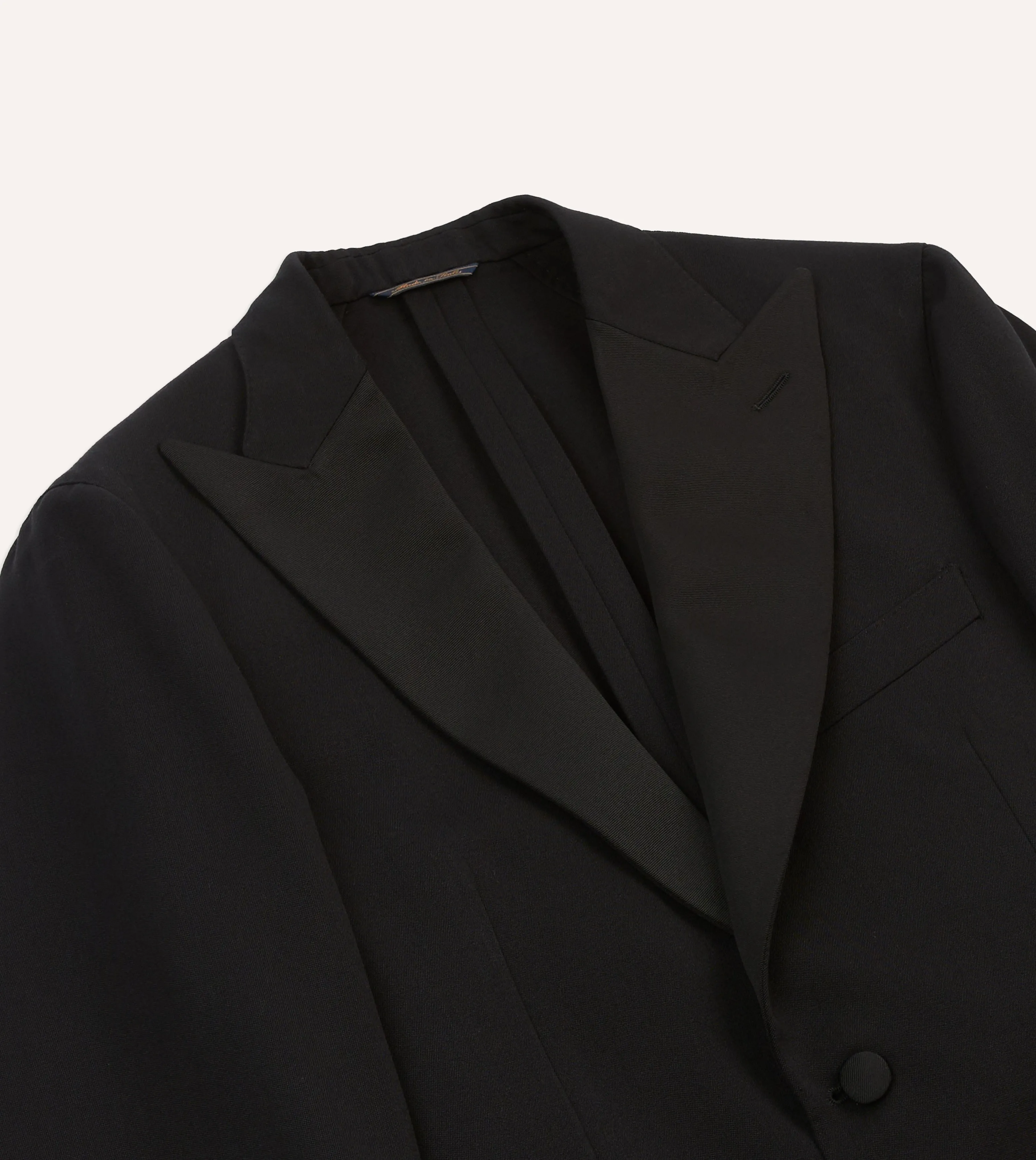 Fade Resistant Dye Black Barathea Wool Dinner Jacket