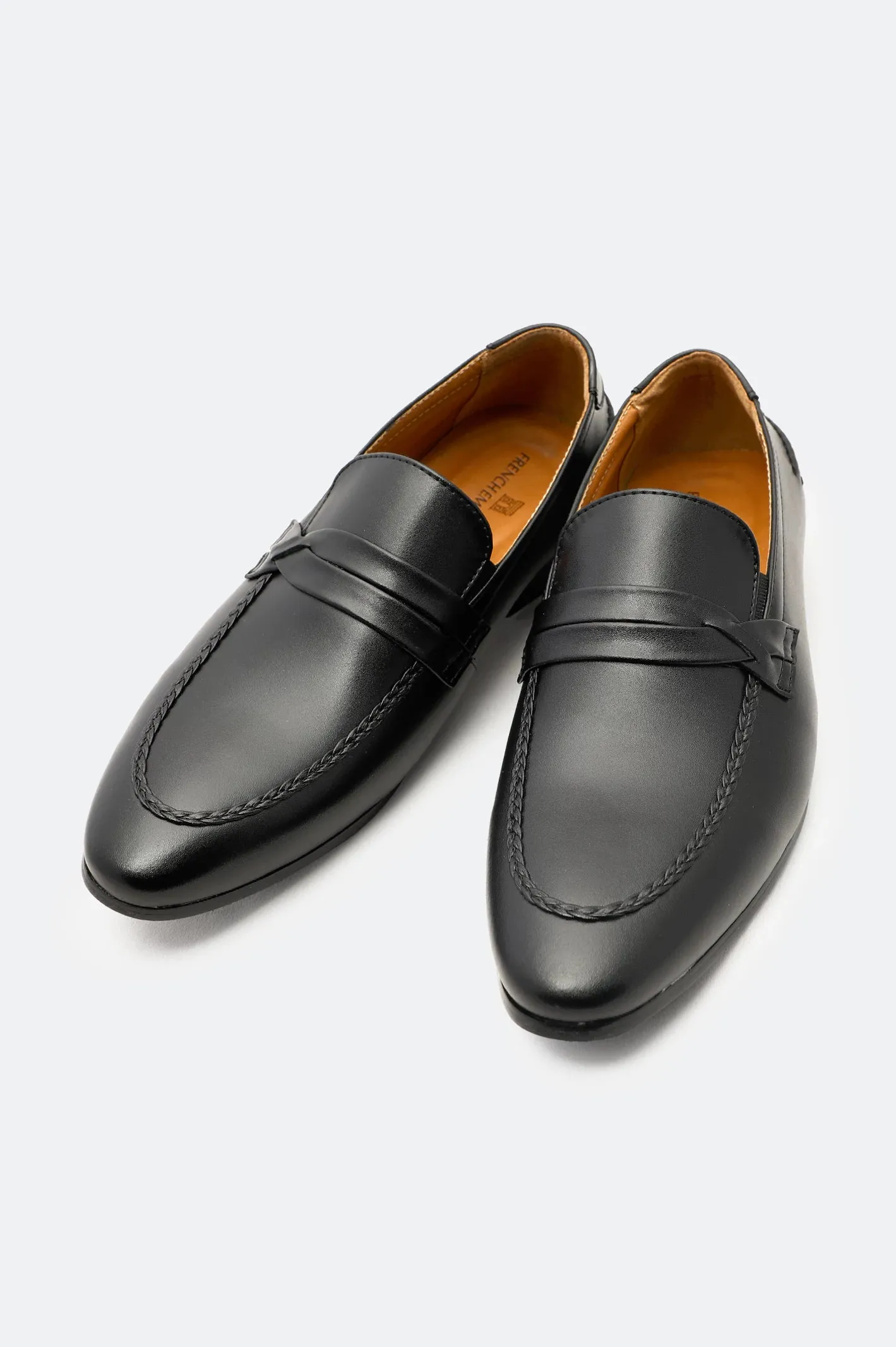 Layered Look Black Formal Mocassins Shoes
