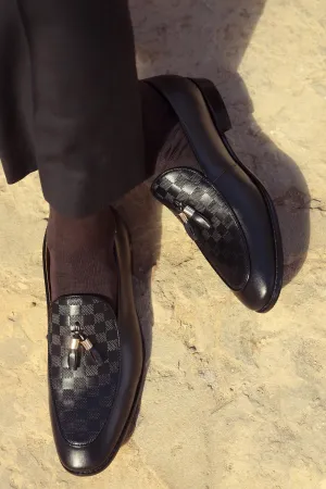 Black Formal Moccassins Shoes Hidden Lift Double Stitched Seams