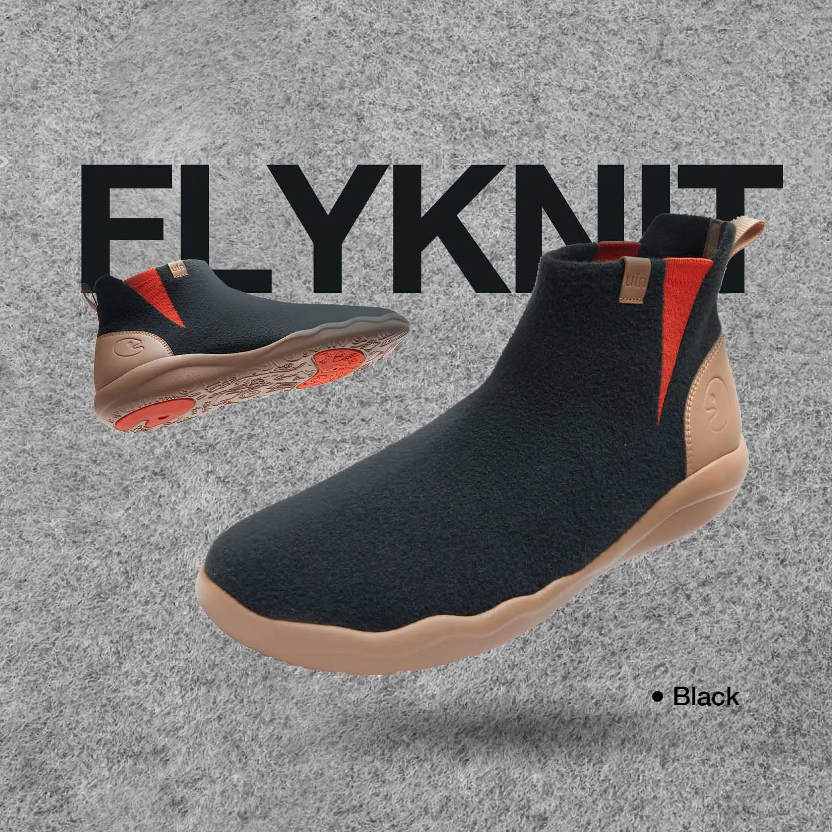 Eco Friendly Manufacturing Energy Return Midsole Black Knitted Wool Granada Men