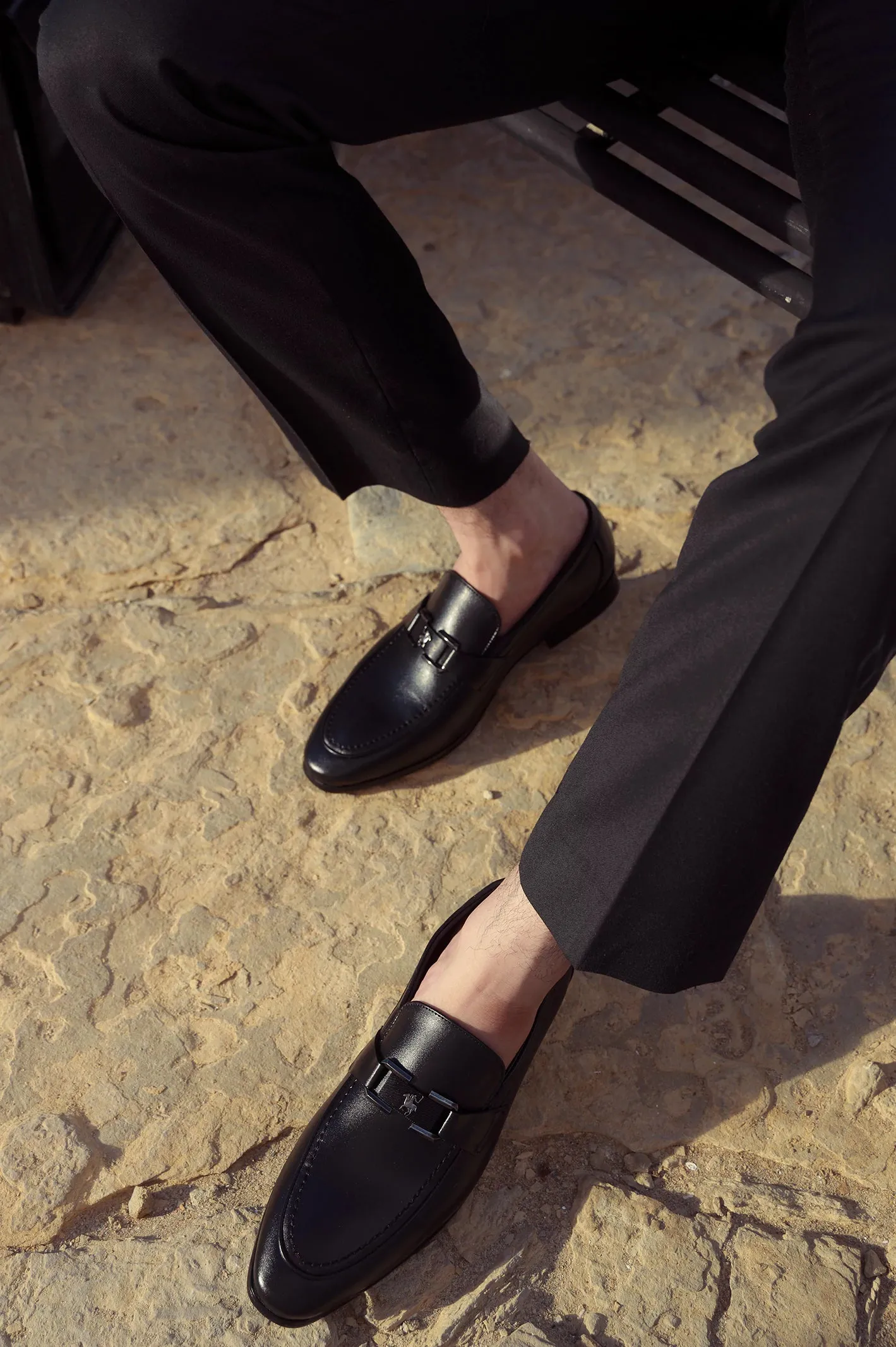 Fresh Walk Torsion Stability System Black Men Formal Moccassins