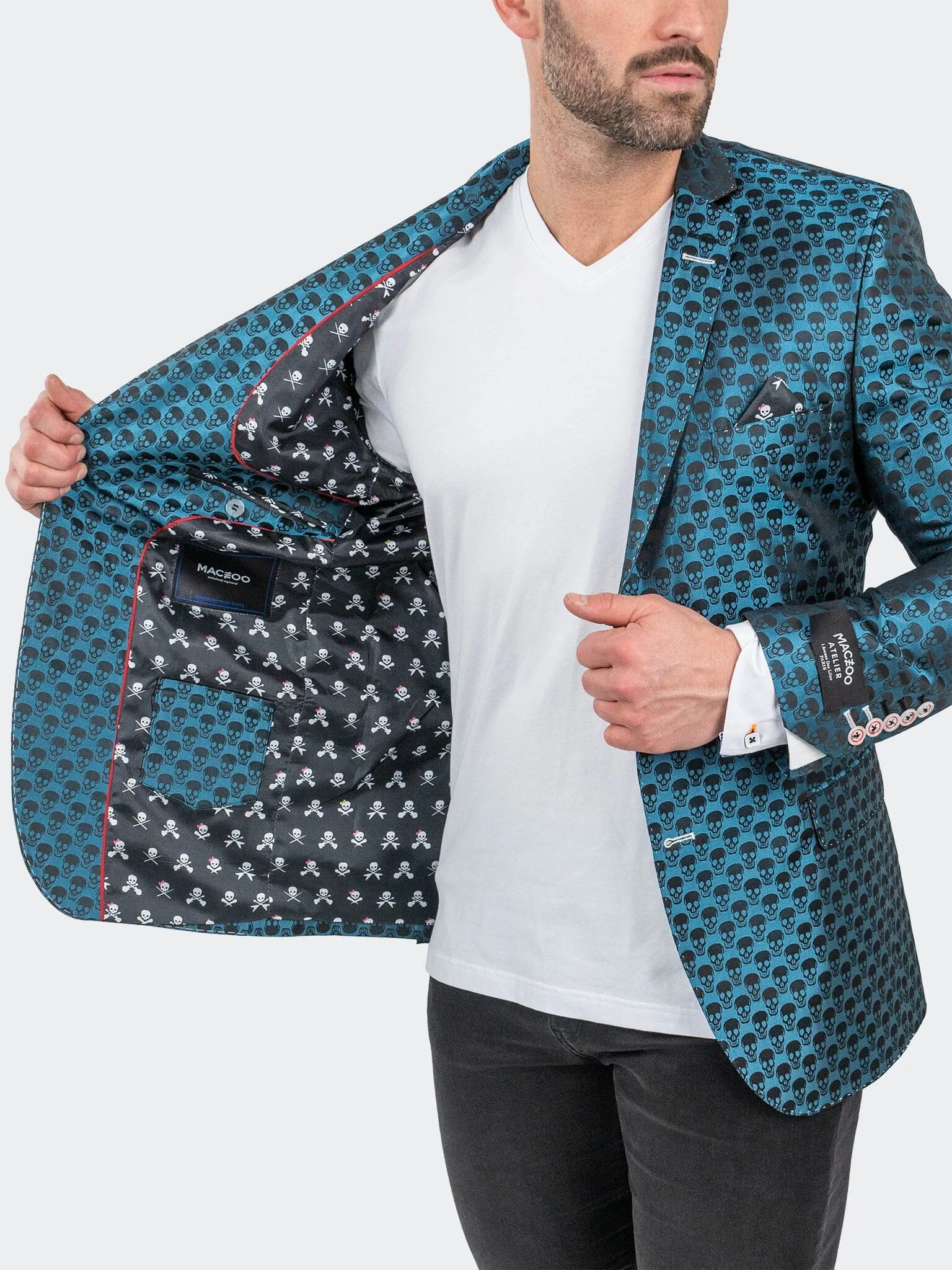 HeatReflectiveLining Blazer SkullRepeat Blue