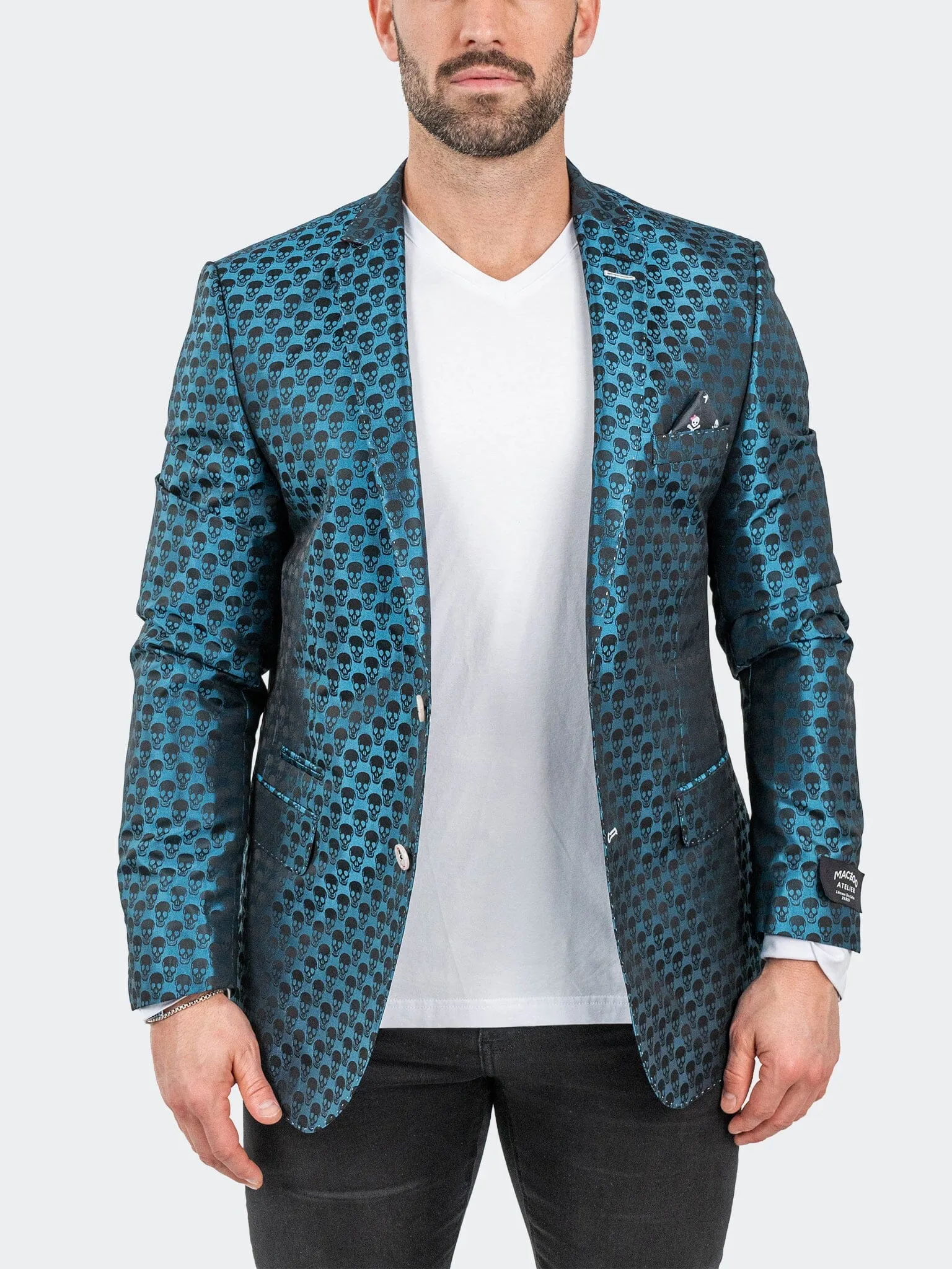 Climate Adaptive Design Mid Length Blazer SkullRepeat Blue