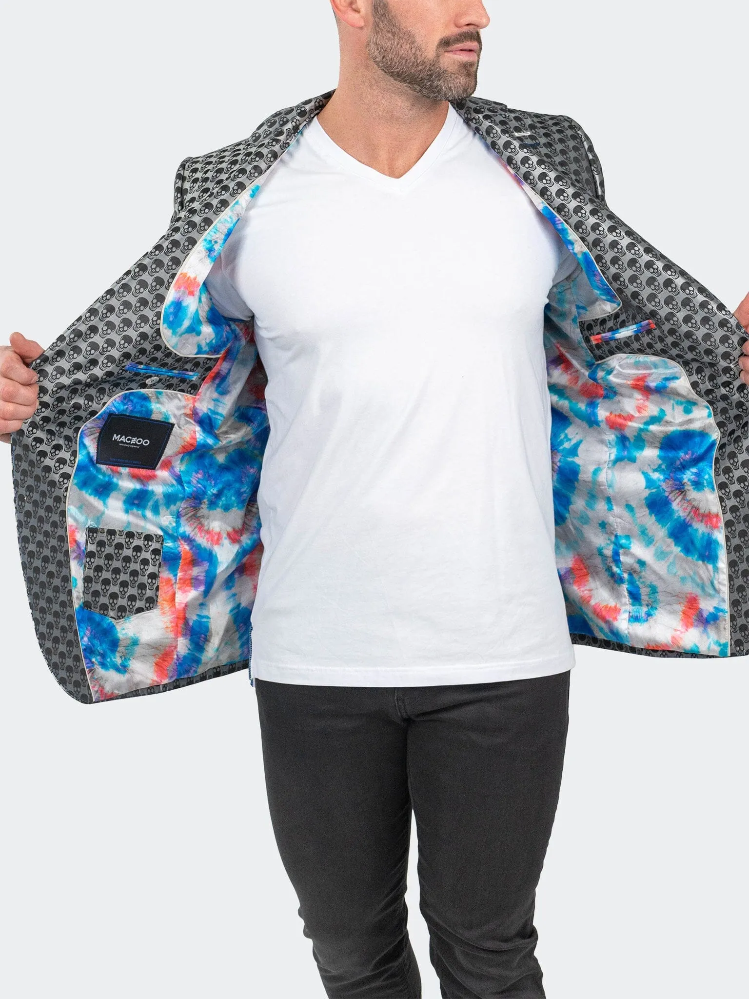 Full Zip Closure Weather Ready Blazer SkullRepeat Grey