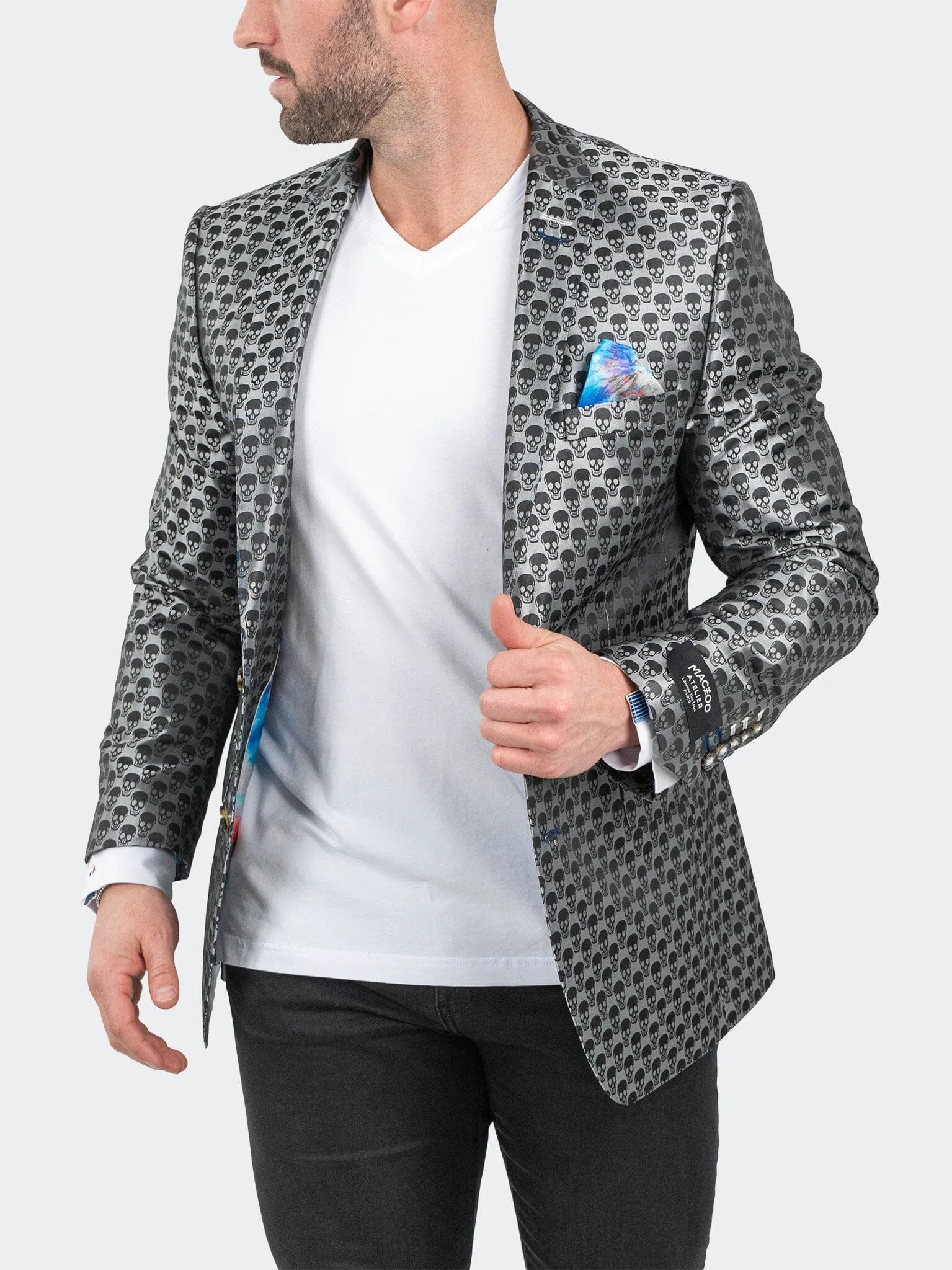 Blazer SkullRepeat Grey Non Iron Fabric Tech Stain Resistant