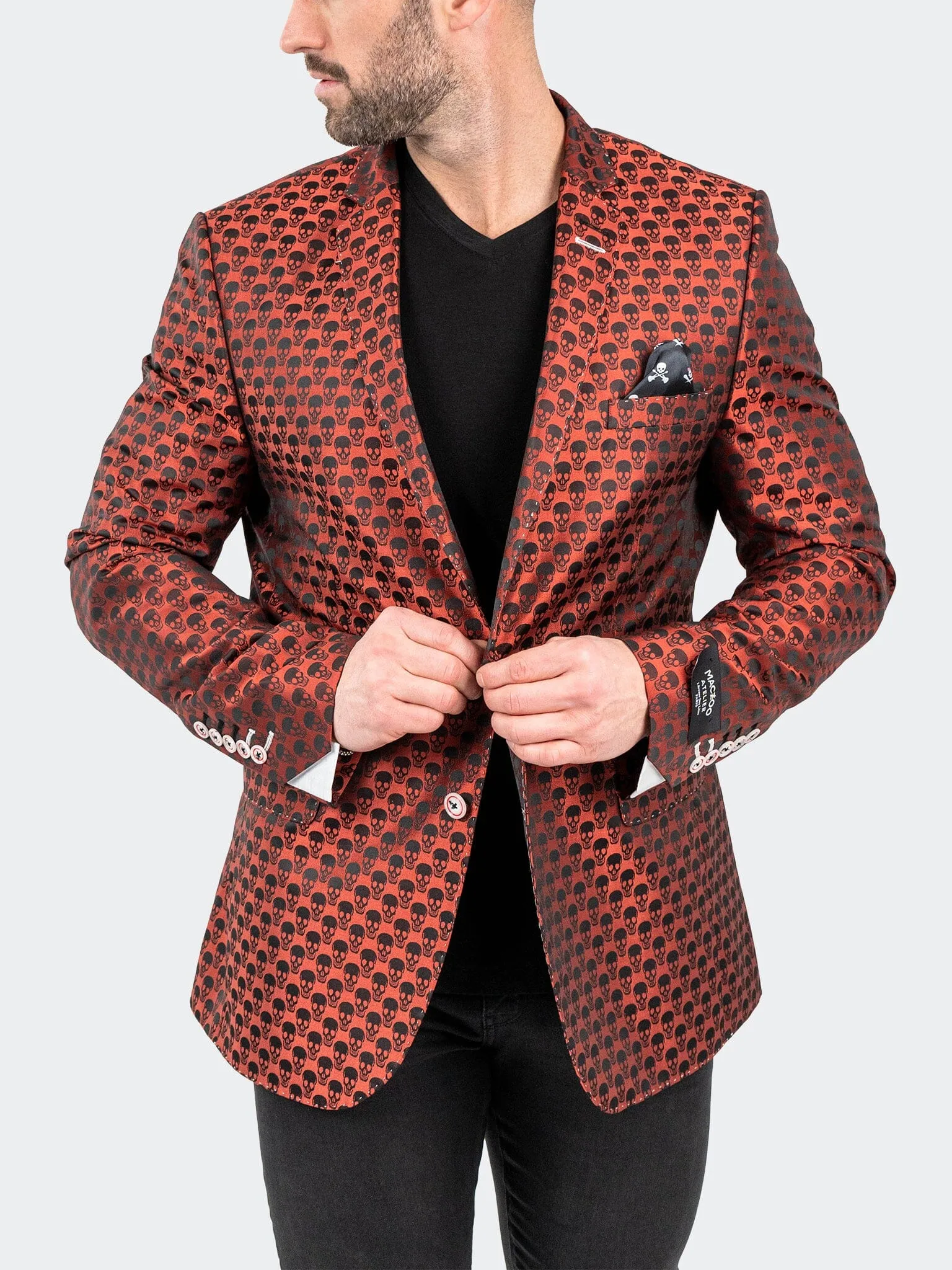 Magnetic Closure Non Restrictive Movement Blazer SkullRepeat Orange