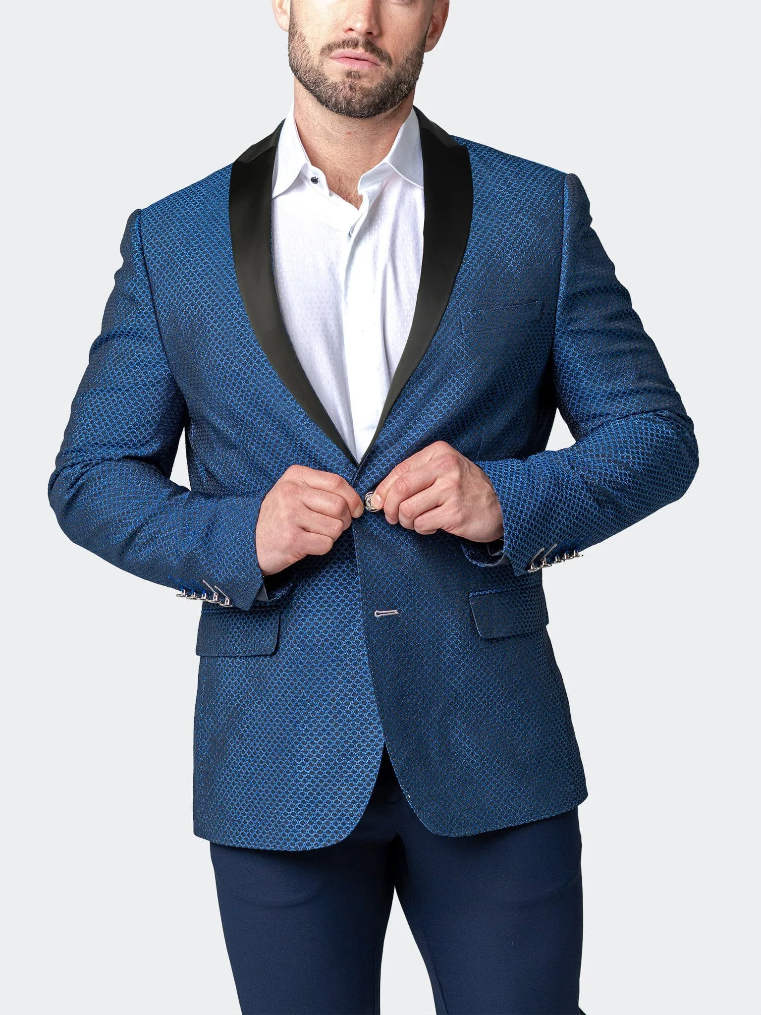 Blazer Socrates Luxer Blue Athletic Tailored Fit