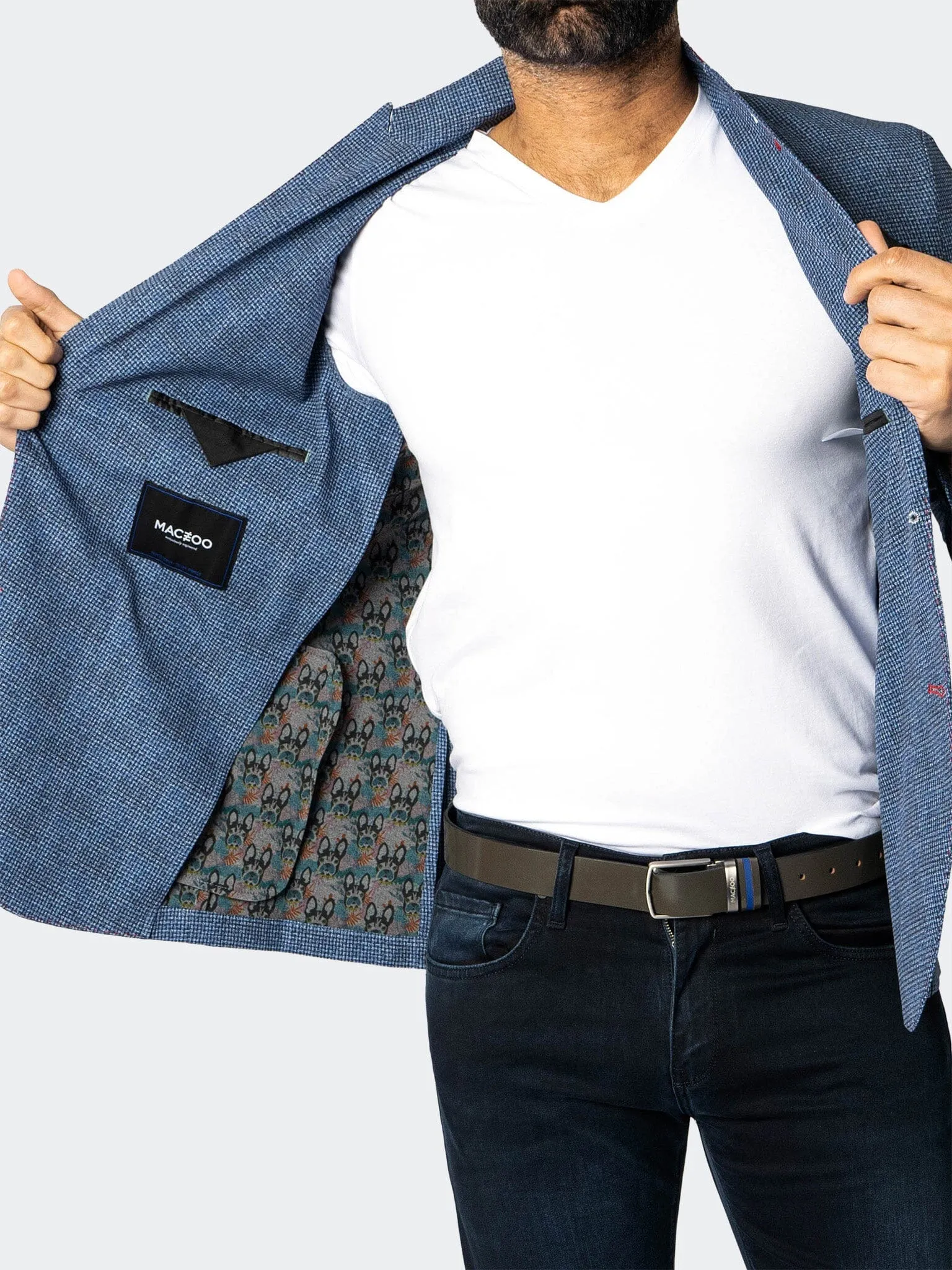 Blazer Unconstructed Descartes Static Blue Breathable fabric