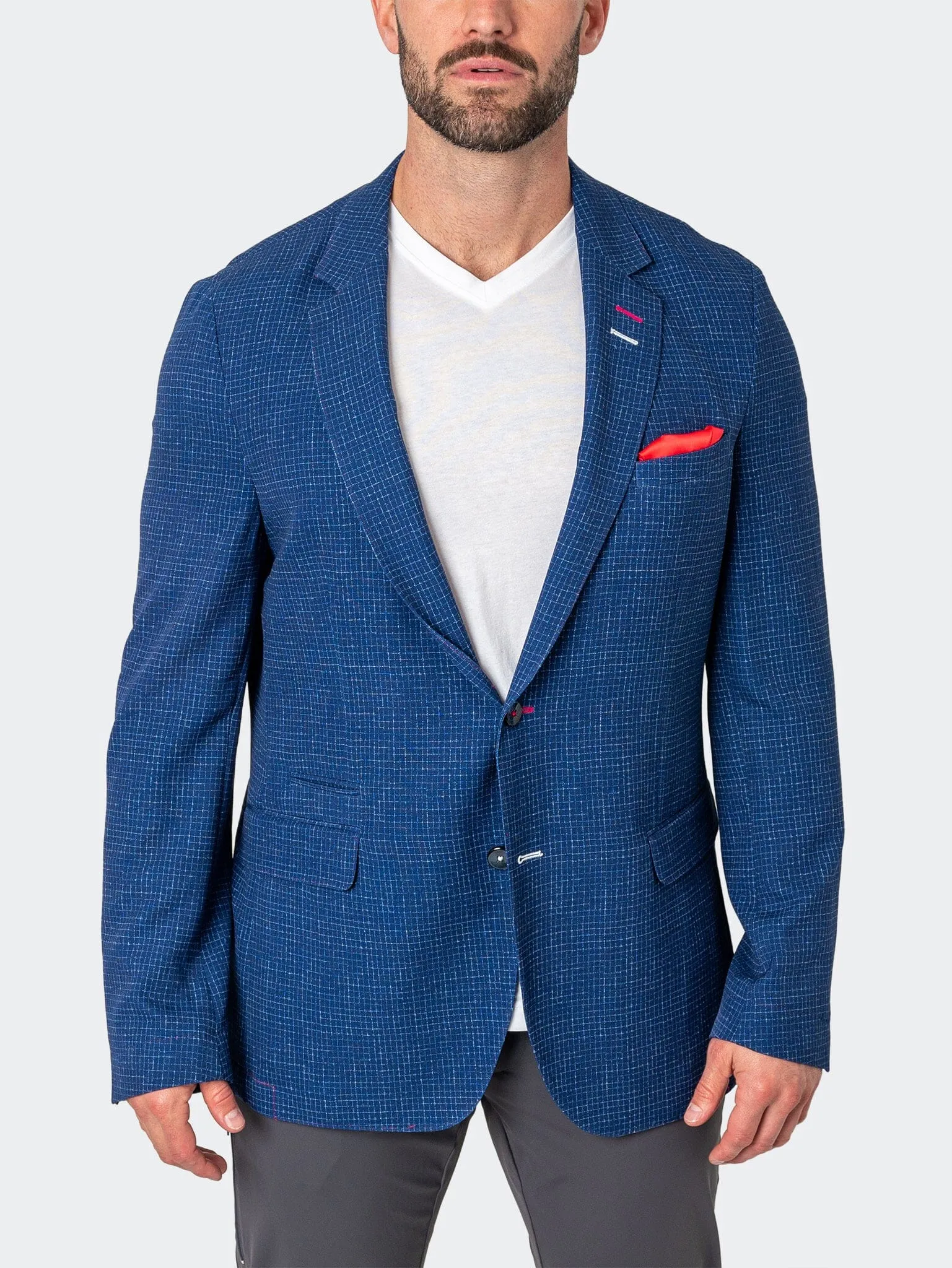 City Style Blazer Unconstructed Squared Blue