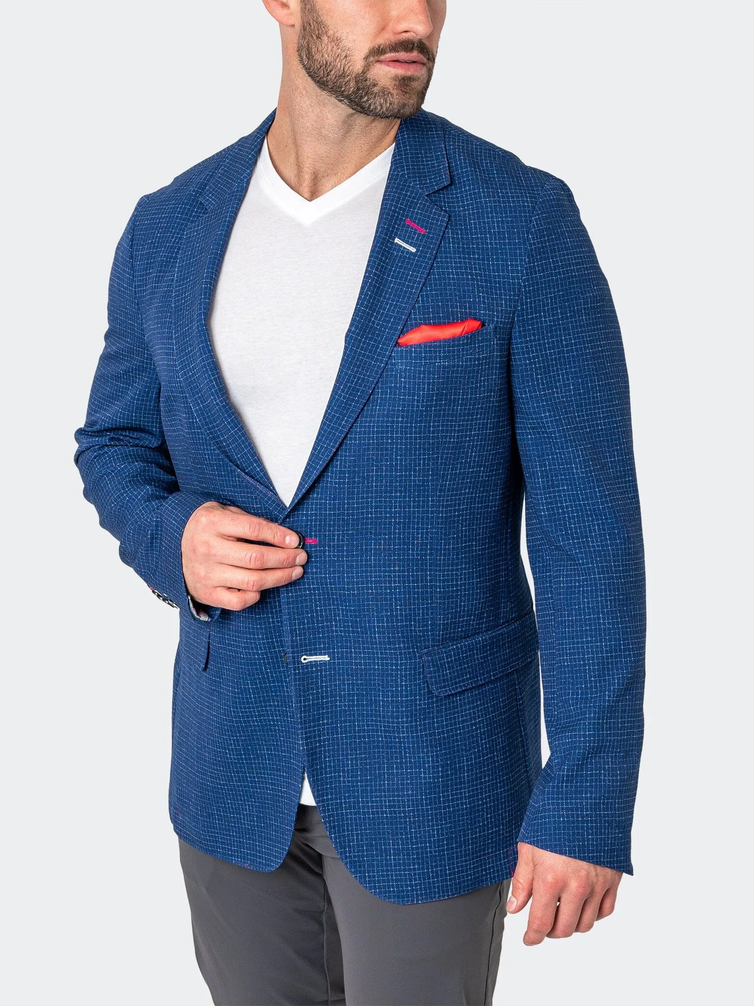 Blazer Unconstructed Squared Blue Low Maintenance Fabric WaterRepellentFabric