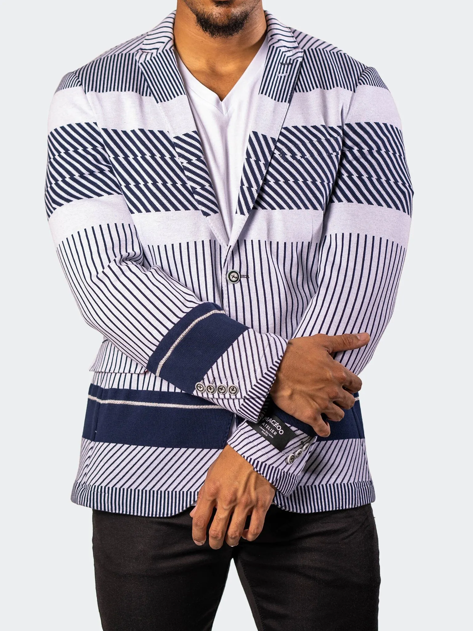 Cold Climate Wind Resistant Blazer UnconstructedKnitted Blue