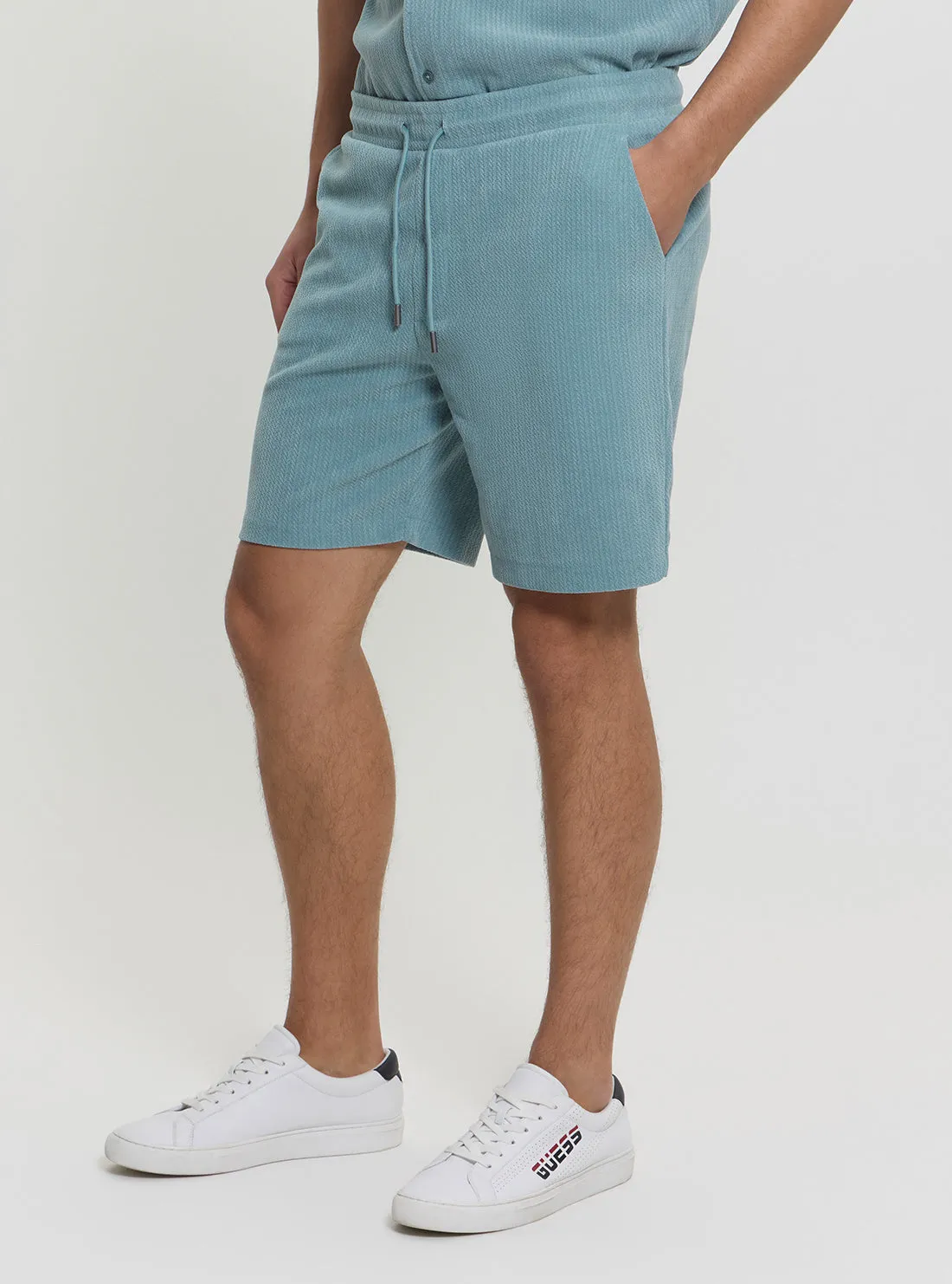 stripe design Blue Baron Textured Knitted Shorts