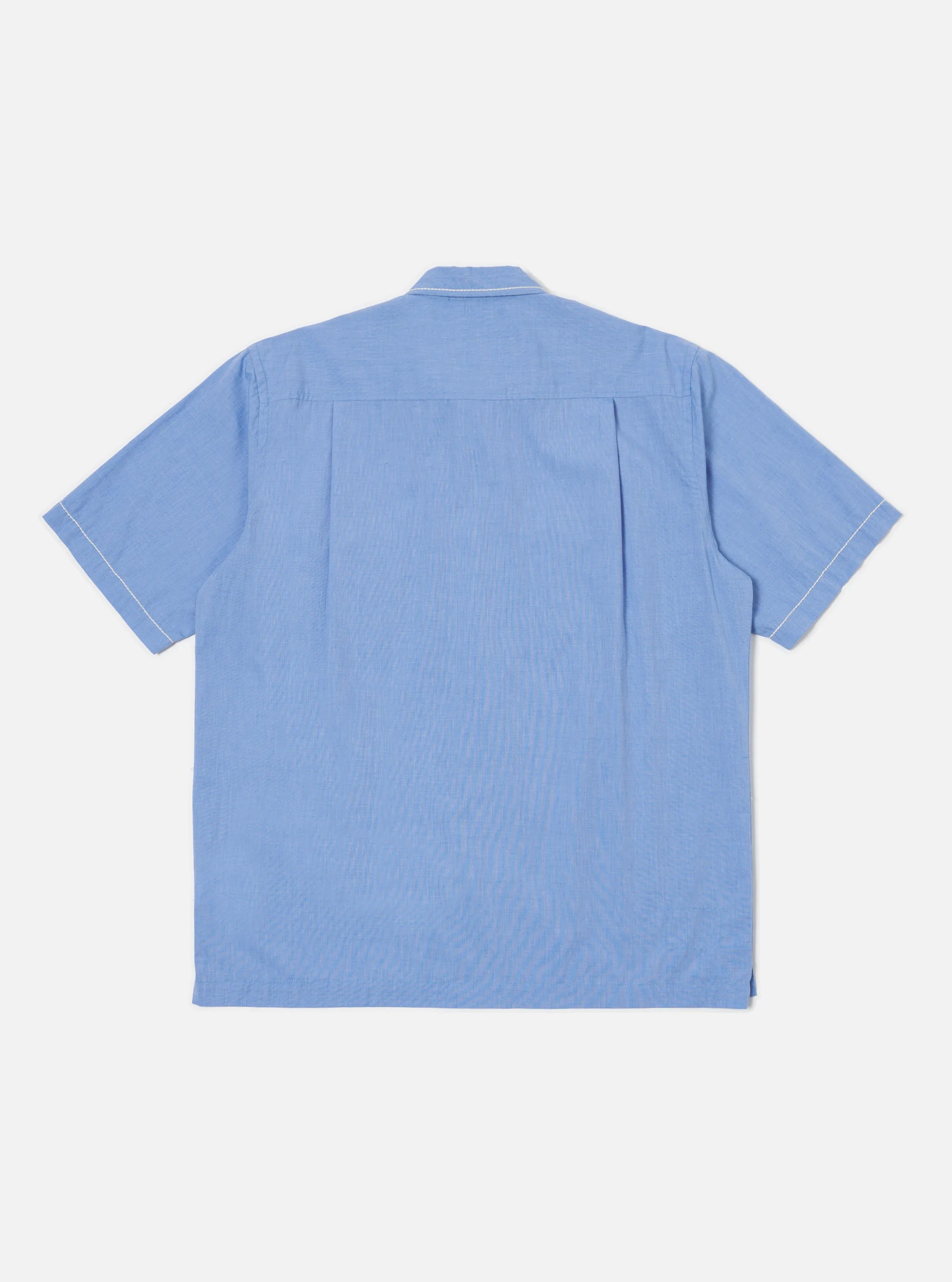 Blue End On End Cotton Utility SS Shirt Classic Comfort
