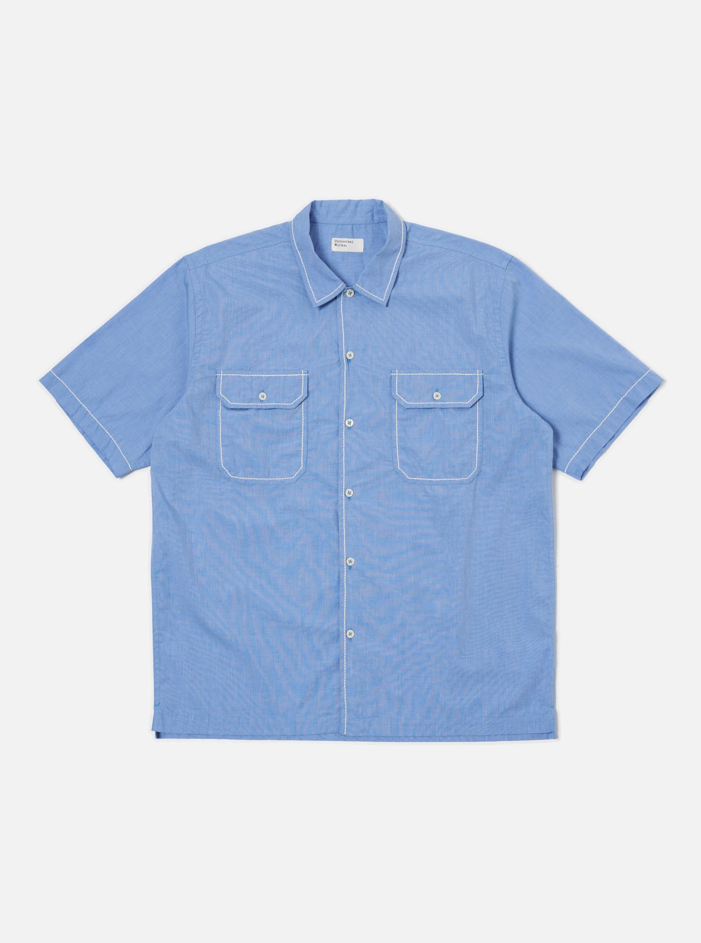 Blue End On End Cotton Utility SS Shirt Lightweight Layer Fashionable Look