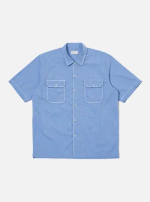 Blue End On End Cotton Utility SS Shirt Lightweight Layer Fashionable Look