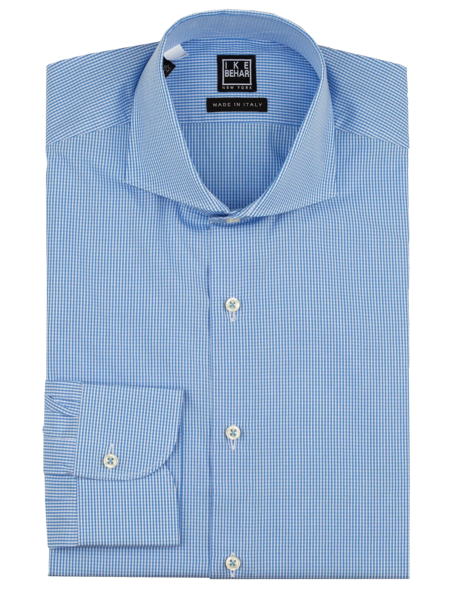 Roomy Cut Matte Finish Blue Gingham Dress Shirt