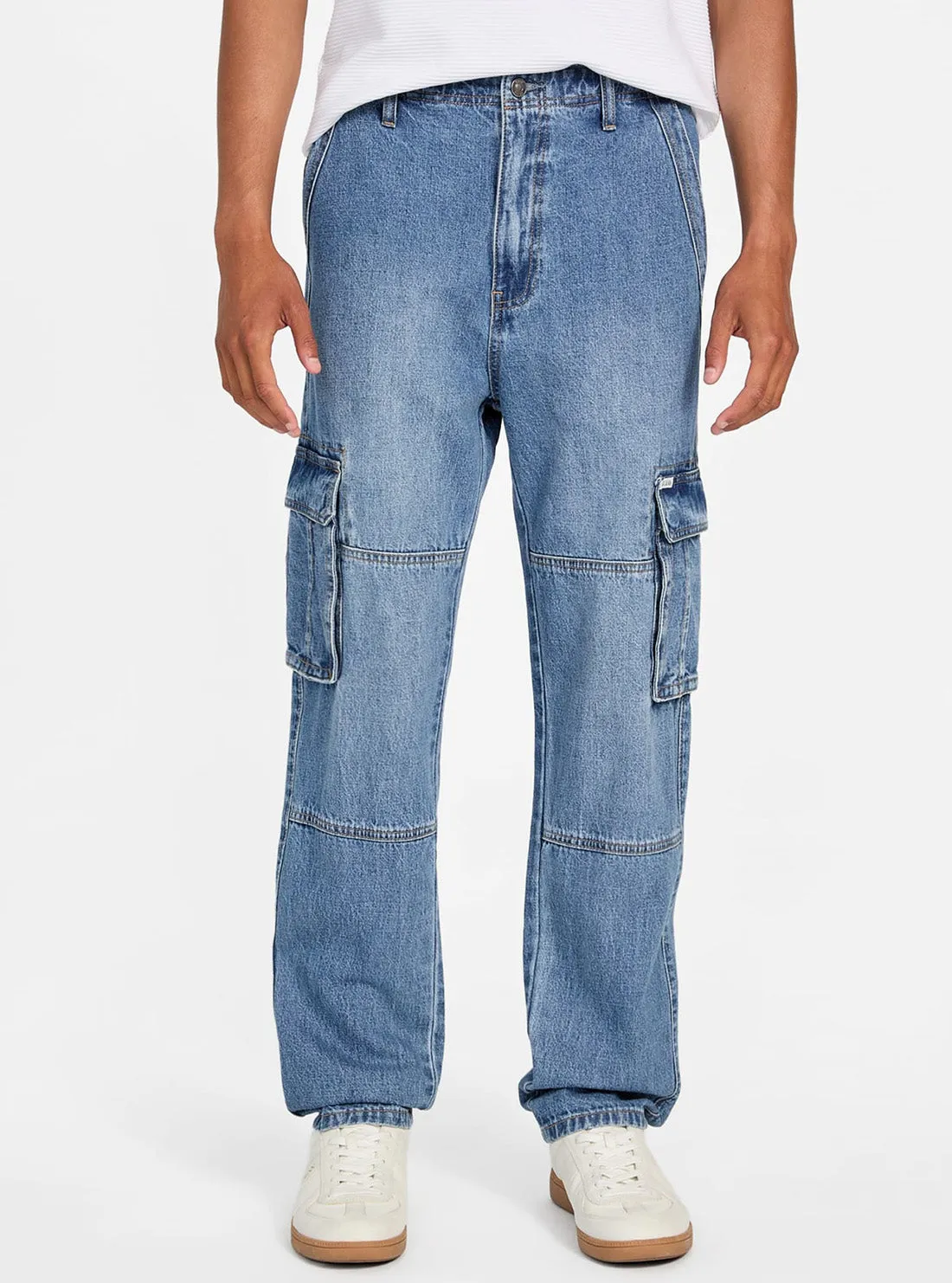 Street Ready All-Purpose Comfort Blue Owen Cargo Denim Pants