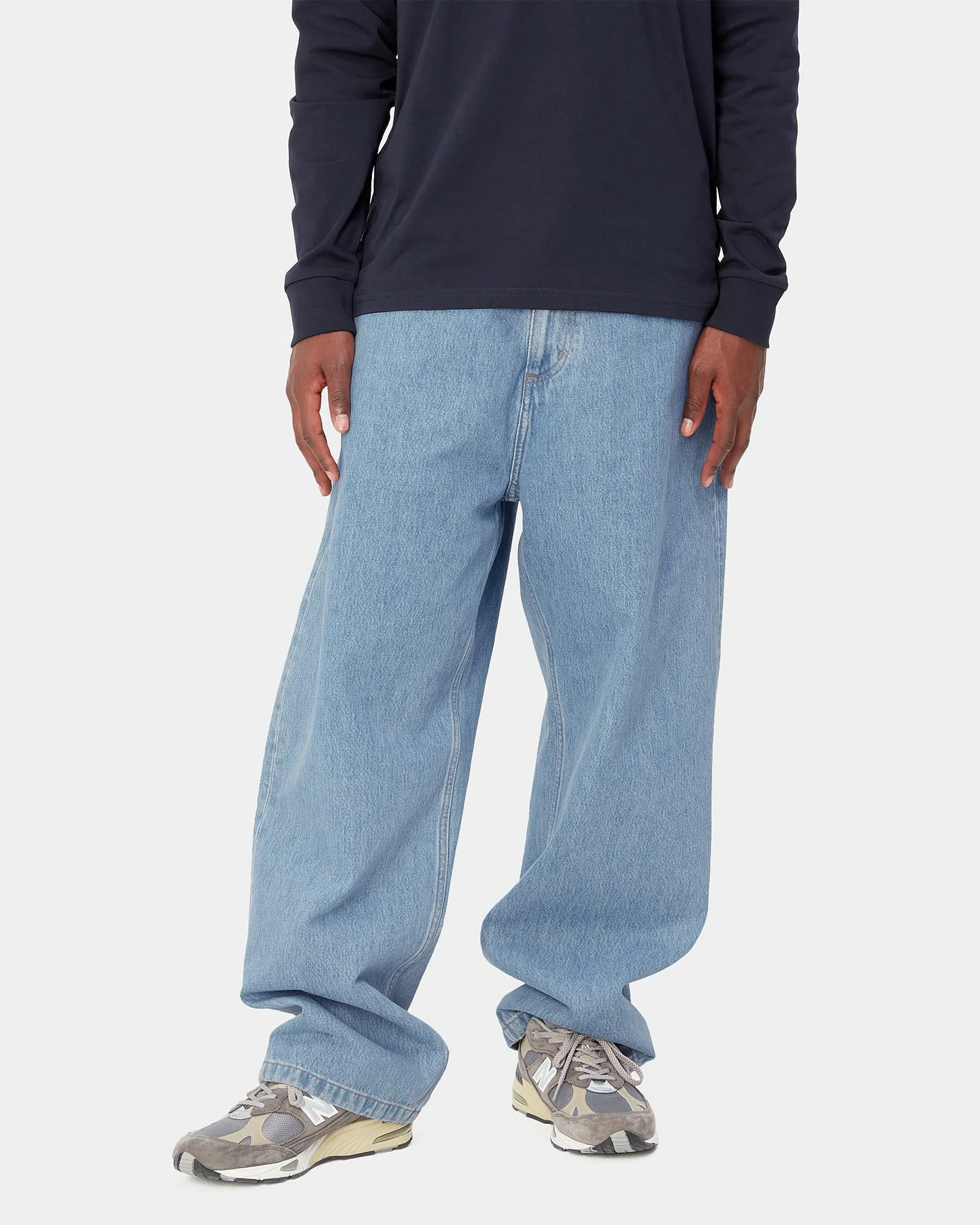 Stretch Denim Technology Carhartt WIP Brandon Pant Loose Straight Mens Jeans - Blue Stone Bleached