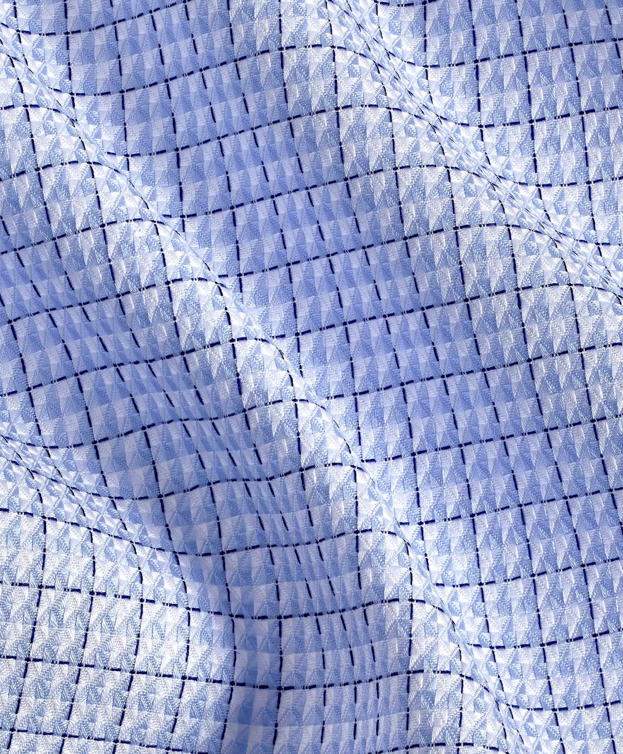 natural fiber Shimmer Effect RBSP11814454 | Sky Textured Dobby Check Dress Shirt