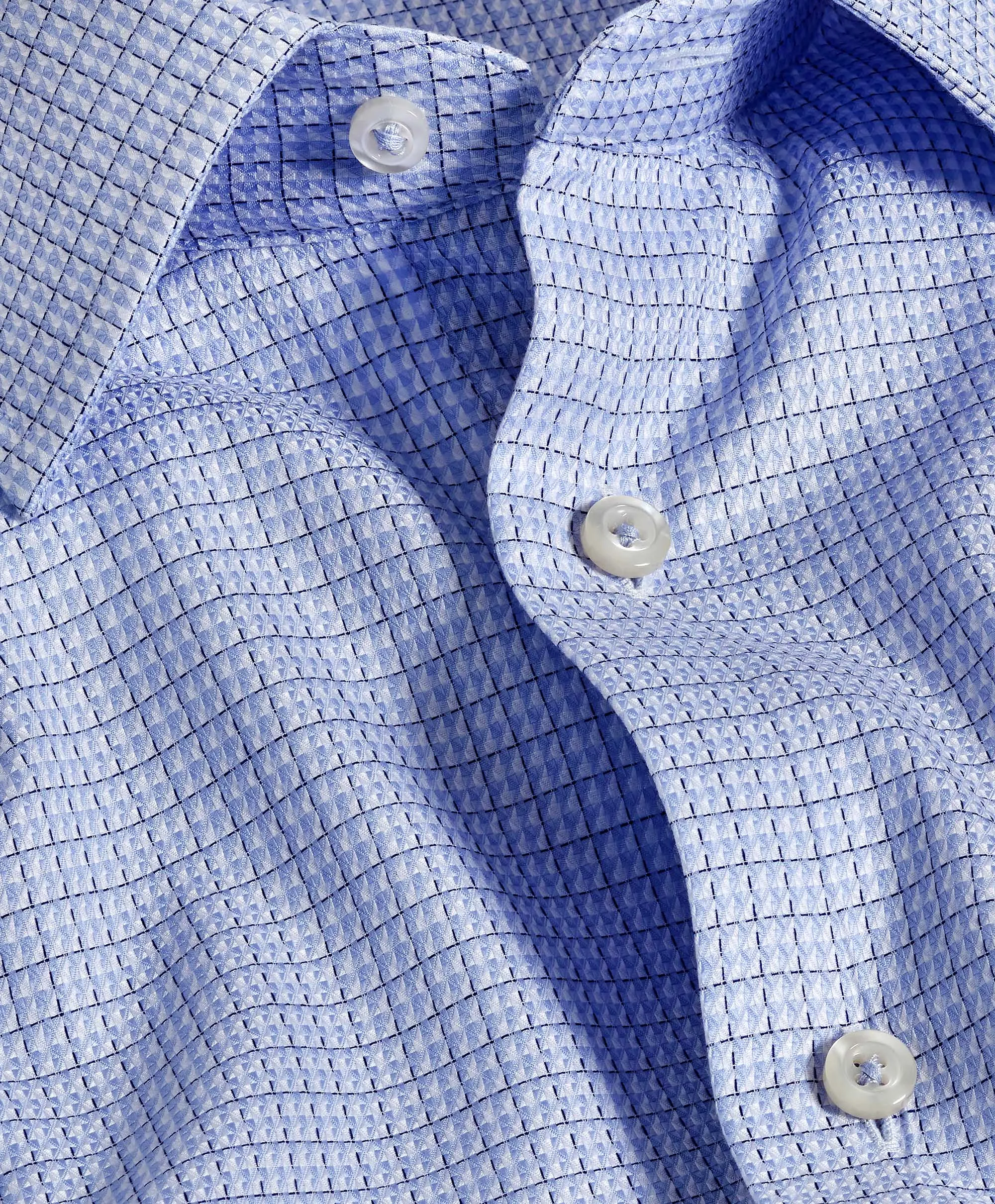 RBSP11814454 | Sky Textured Dobby Check Dress Shirt vacation wear