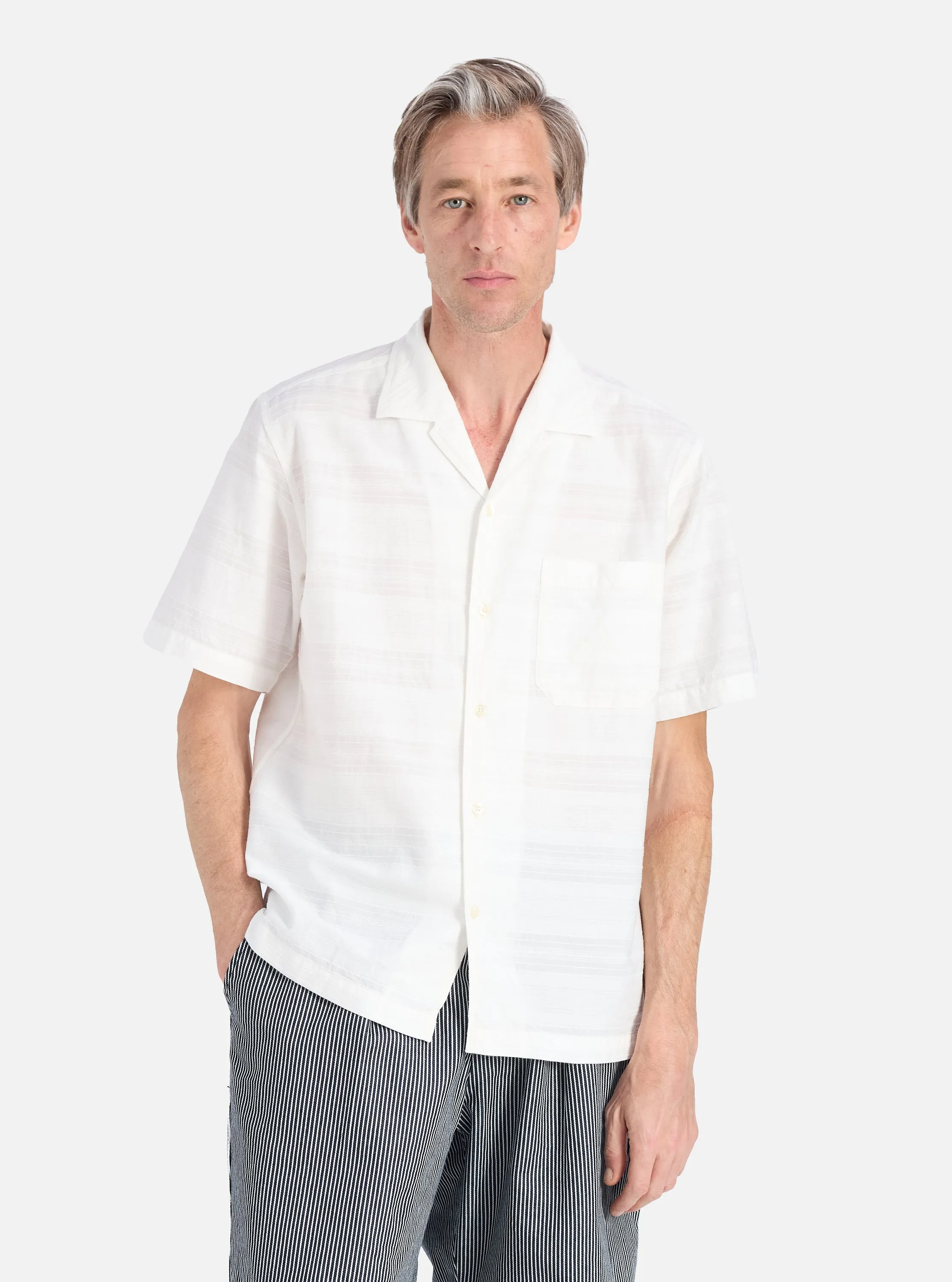 Everyday Comfort Ecru Deffe Self Stripe Minari Shirt