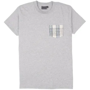 Pocket Tee - Heather Grey - Asagi Sashiko - White Athletic Comfort Wear
