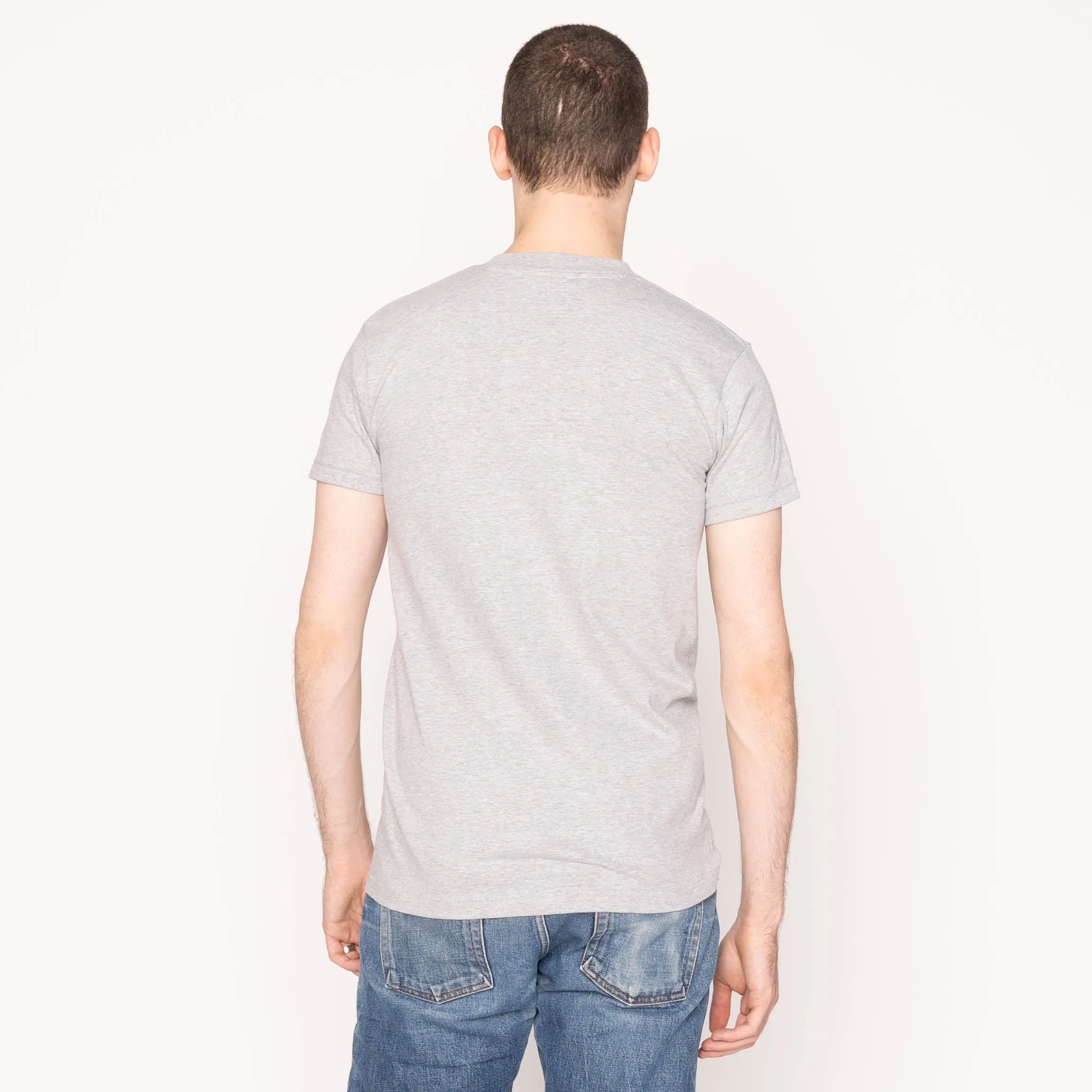 Pocket Tee - Heather Grey - Asagi Sashiko - White Sleek Performance Fit