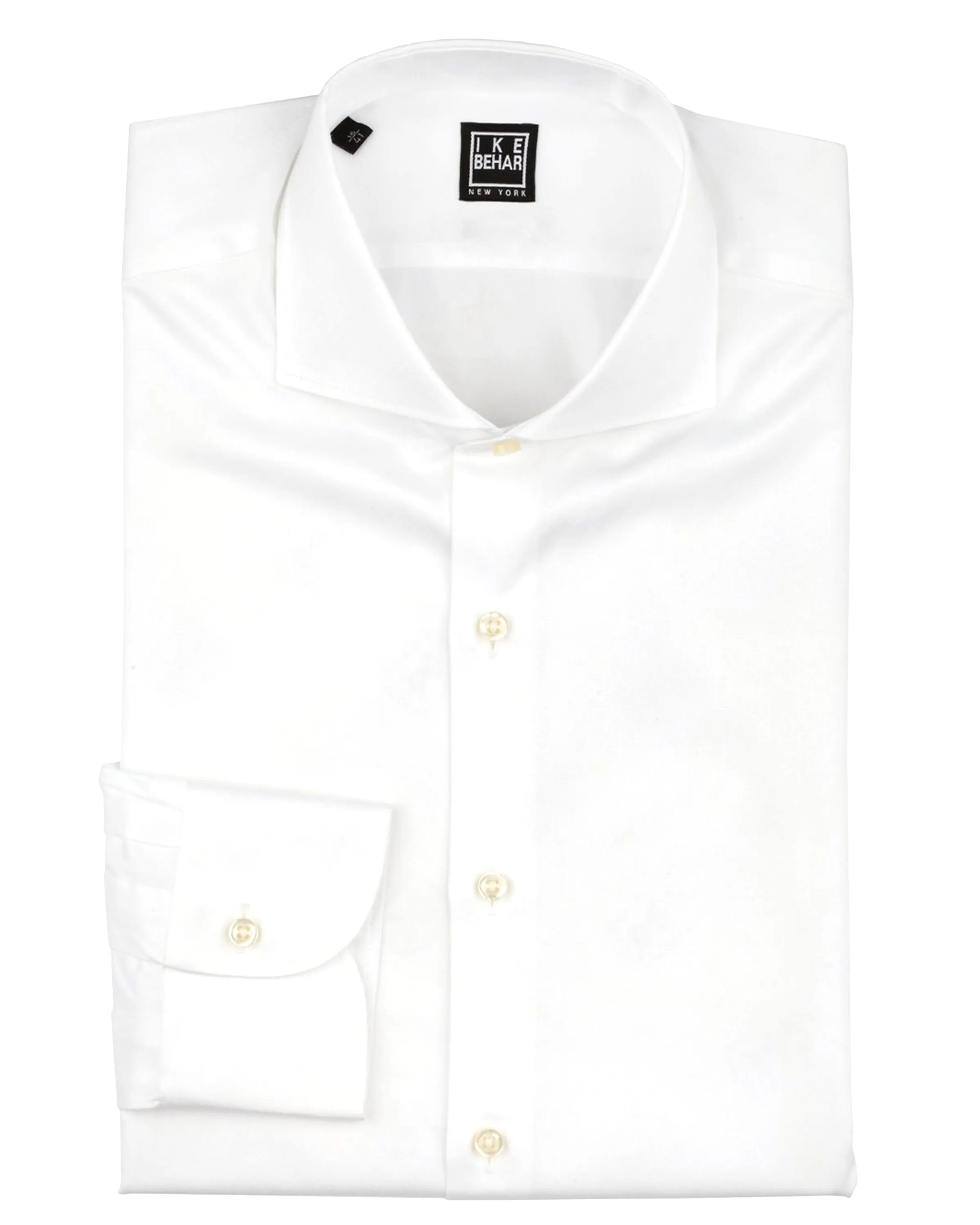 Spread Collar White Twill Dress Shirt Seamless Shoulder