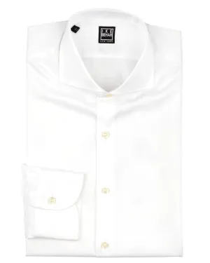 Spread Collar White Twill Dress Shirt Seamless Shoulder