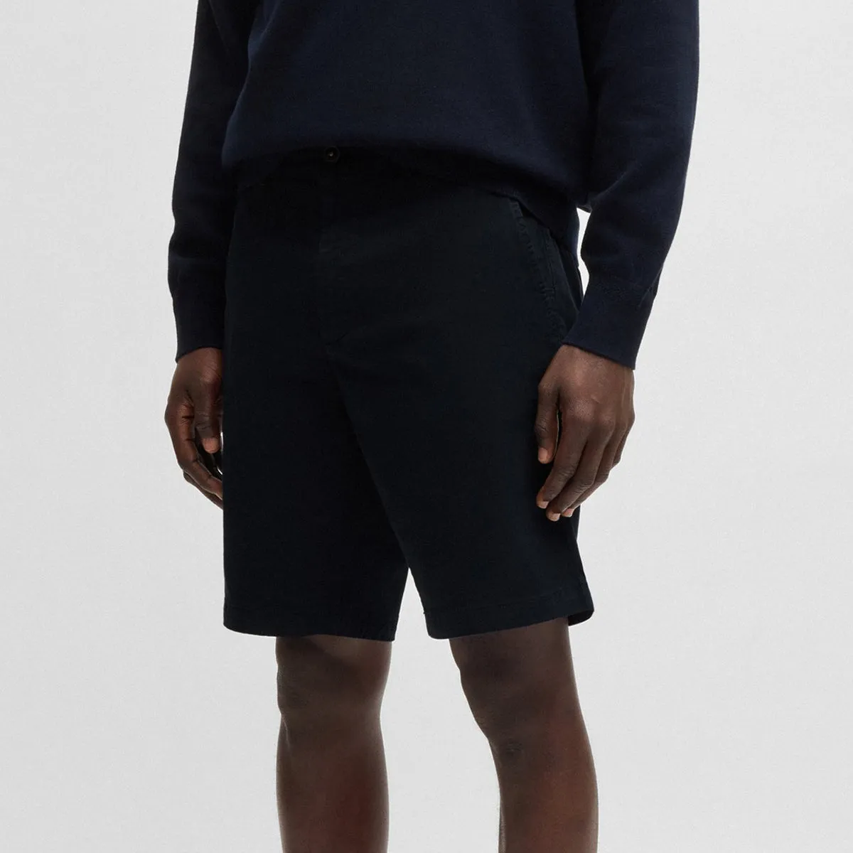 Fleece Lining Sport Style Boss - Chino-Slim Shorts in Navy