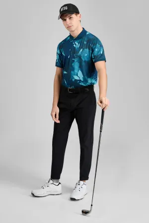 Anti Pill Technology Botany Floral AOP Golf Polo Shirt - Caddy Green