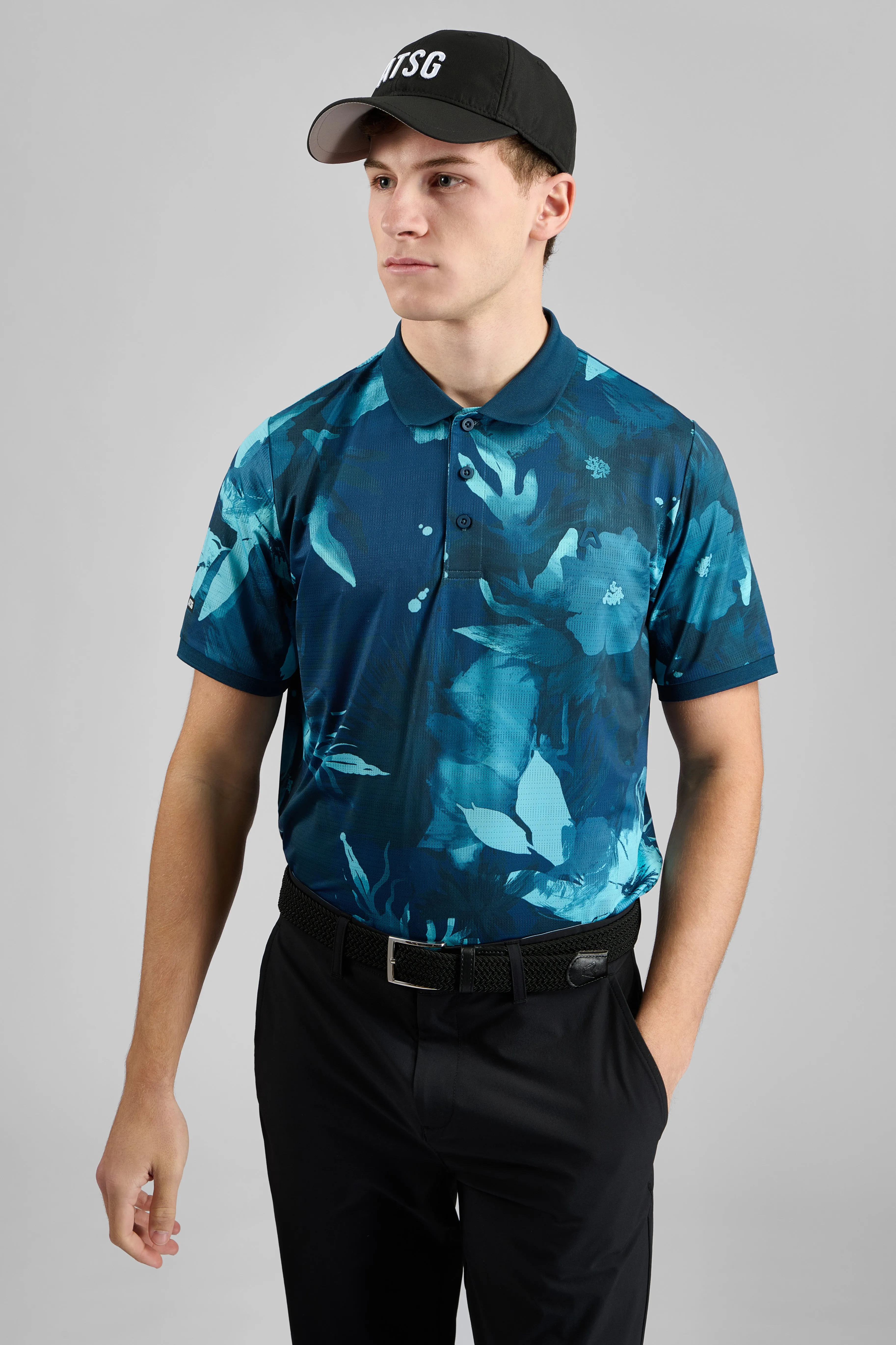 High-End Fabric Fashionable Pick Botany Floral AOP Golf Polo Shirt - Caddy Green