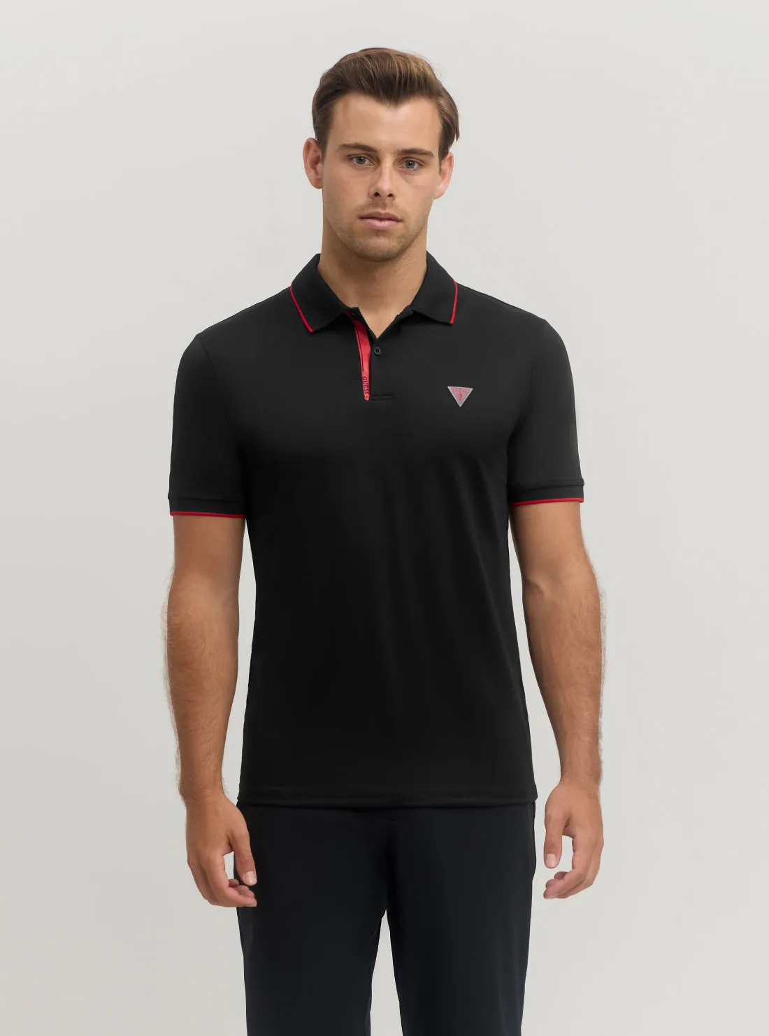 Smart Casual Wear Fade Resistant Formula Black Stretch Polo Shirt