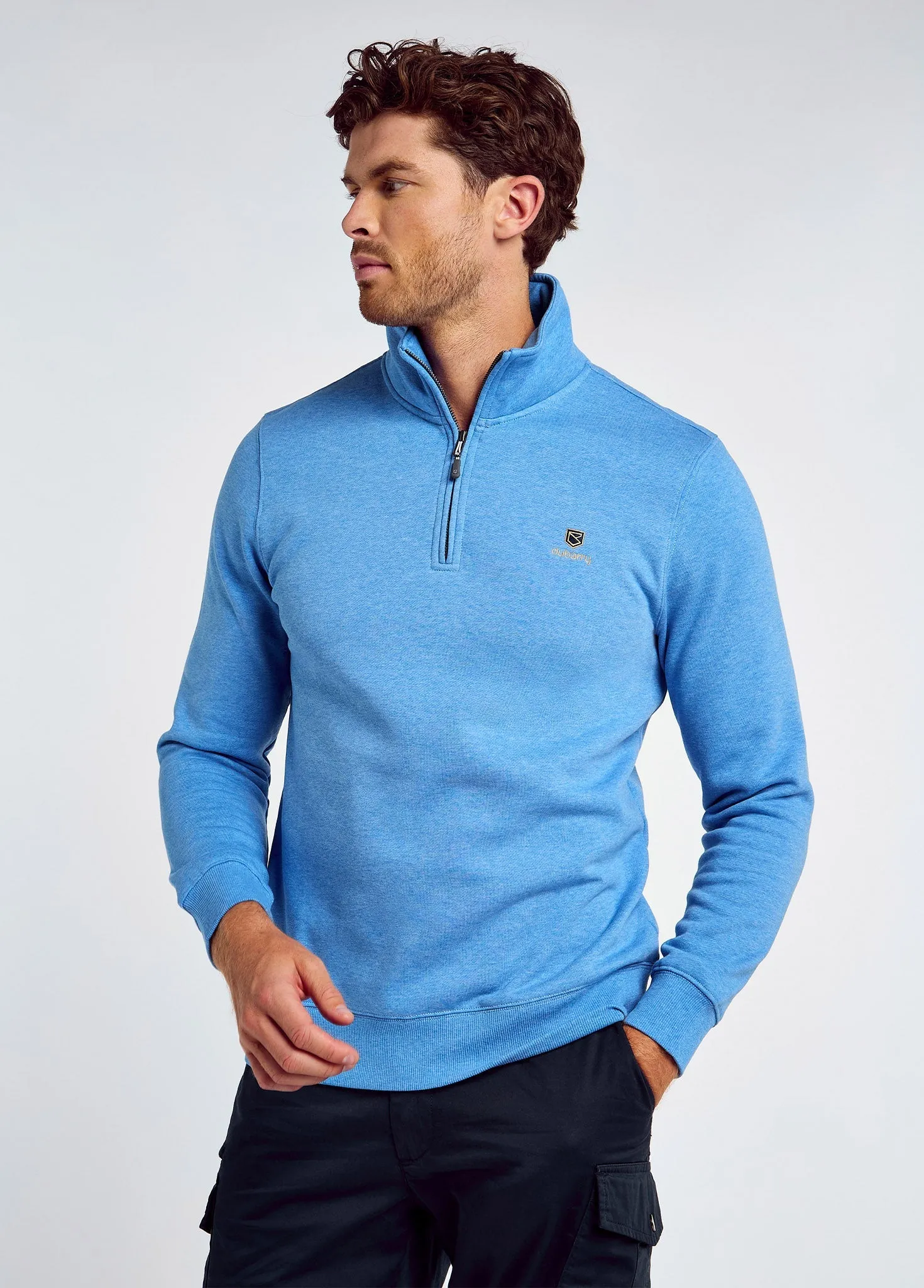 Boyce Men??s Zip Neck Sweater - Azure Blue Art Core