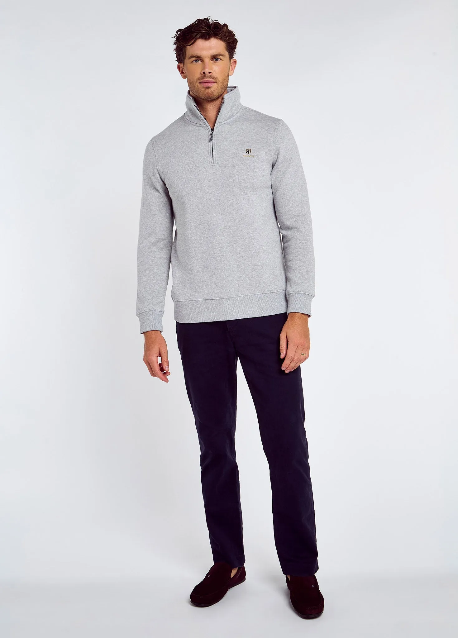NonIrritatingSeams Carnival Look Boyce Men??s Zip Neck Sweater - Grey Marl