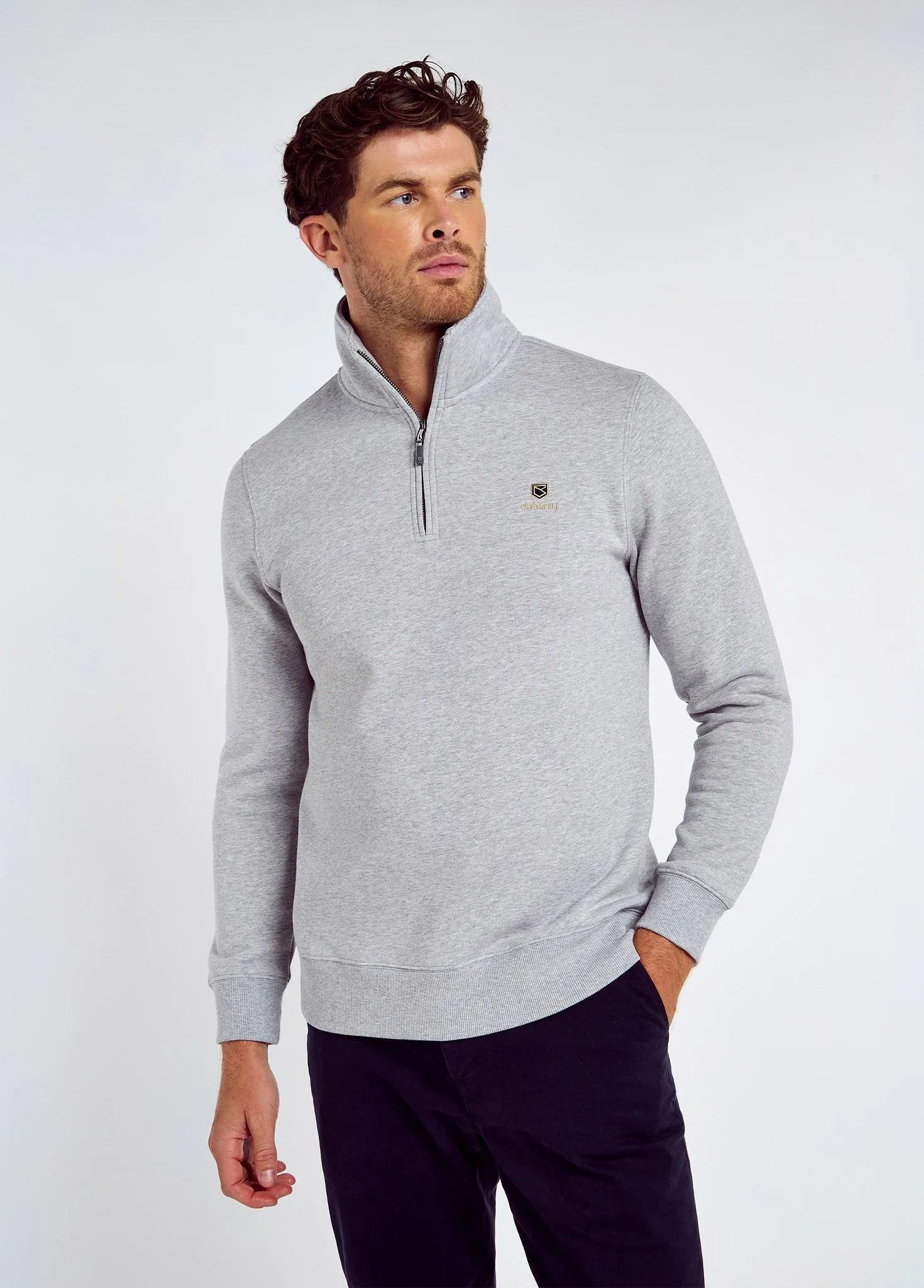 Lightweight clothing All-Day Fit Boyce Men??s Zip Neck Sweater - Grey Marl
