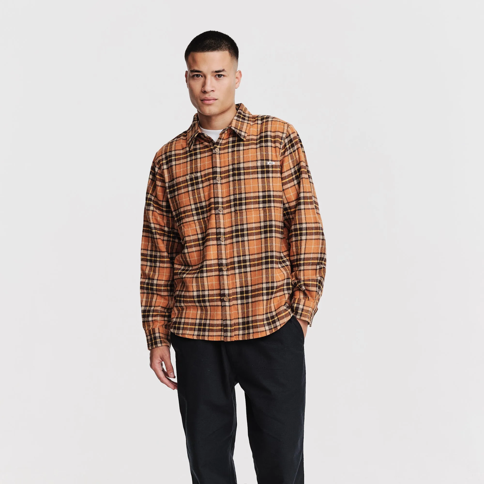 Striped style Fernley Shirt Orange Check